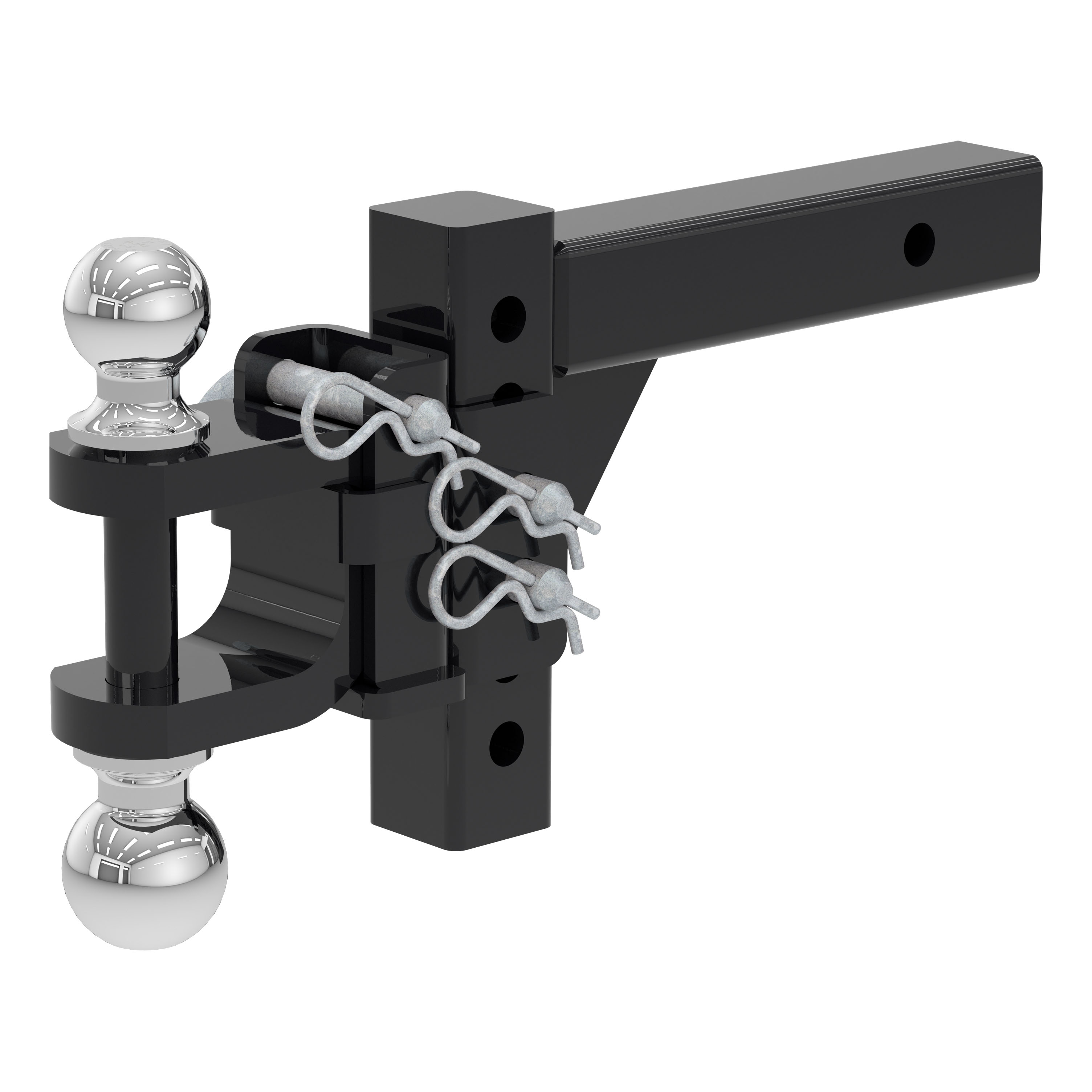 CURT Adjustable Multipurpose Ball Mount (2" Shank, 2" & 2-5/16" Balls) Trailer Hitch Ball Mount with 5/8" Hitch Lock (3" Receiver, Barbell, Chrome) thumbnail 1