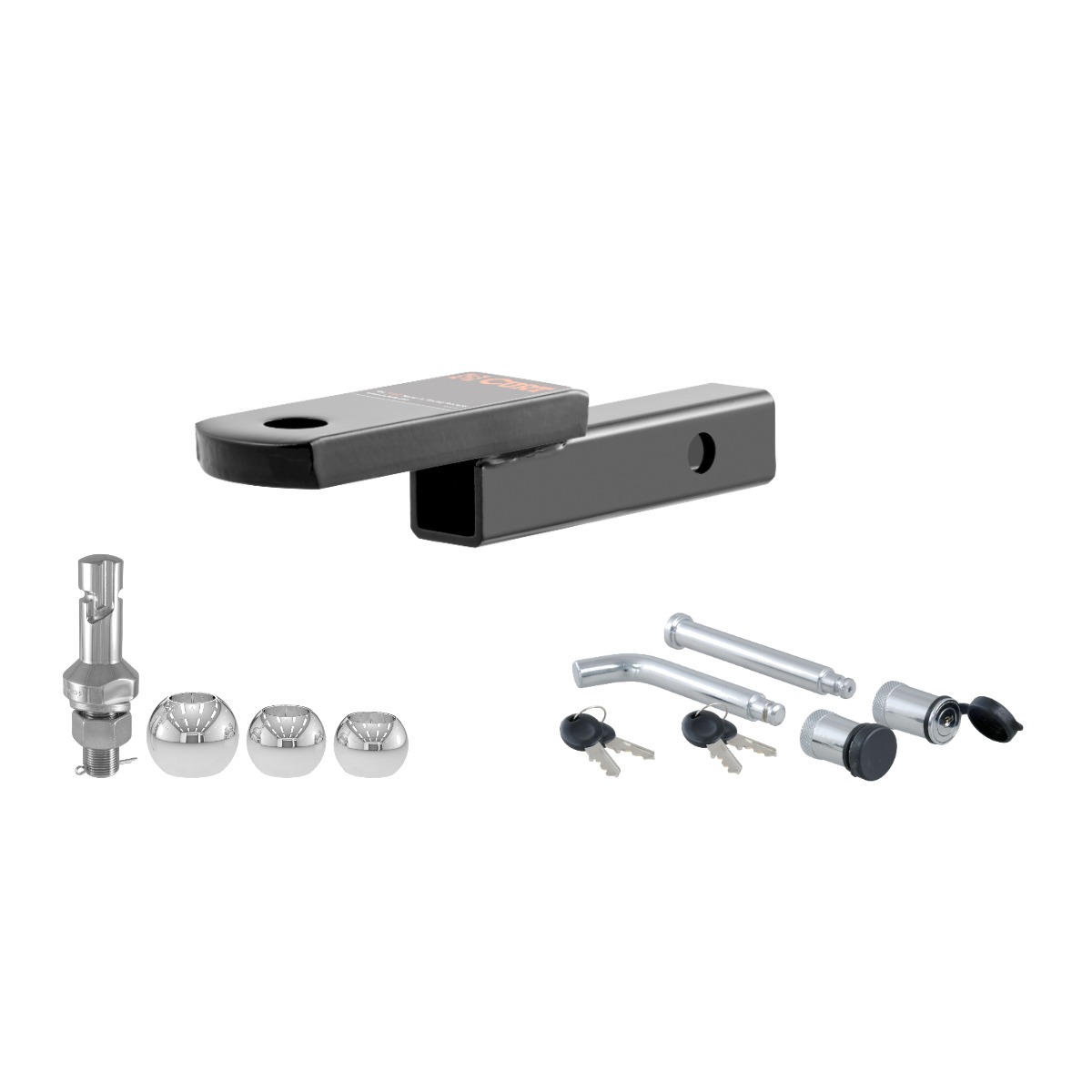 CURT Class 1 Ball Mount (1-1/4" Shank, 2,000 lbs, 1-1/4" Drop, 6-3/4" Long) Trailer Hitch Ball Mount with Switch Ball Trailer Ball (1-7/8", 2", 2-5/16") & Channel Mount Lock Set (5/8" Diameter) thumbnail 0