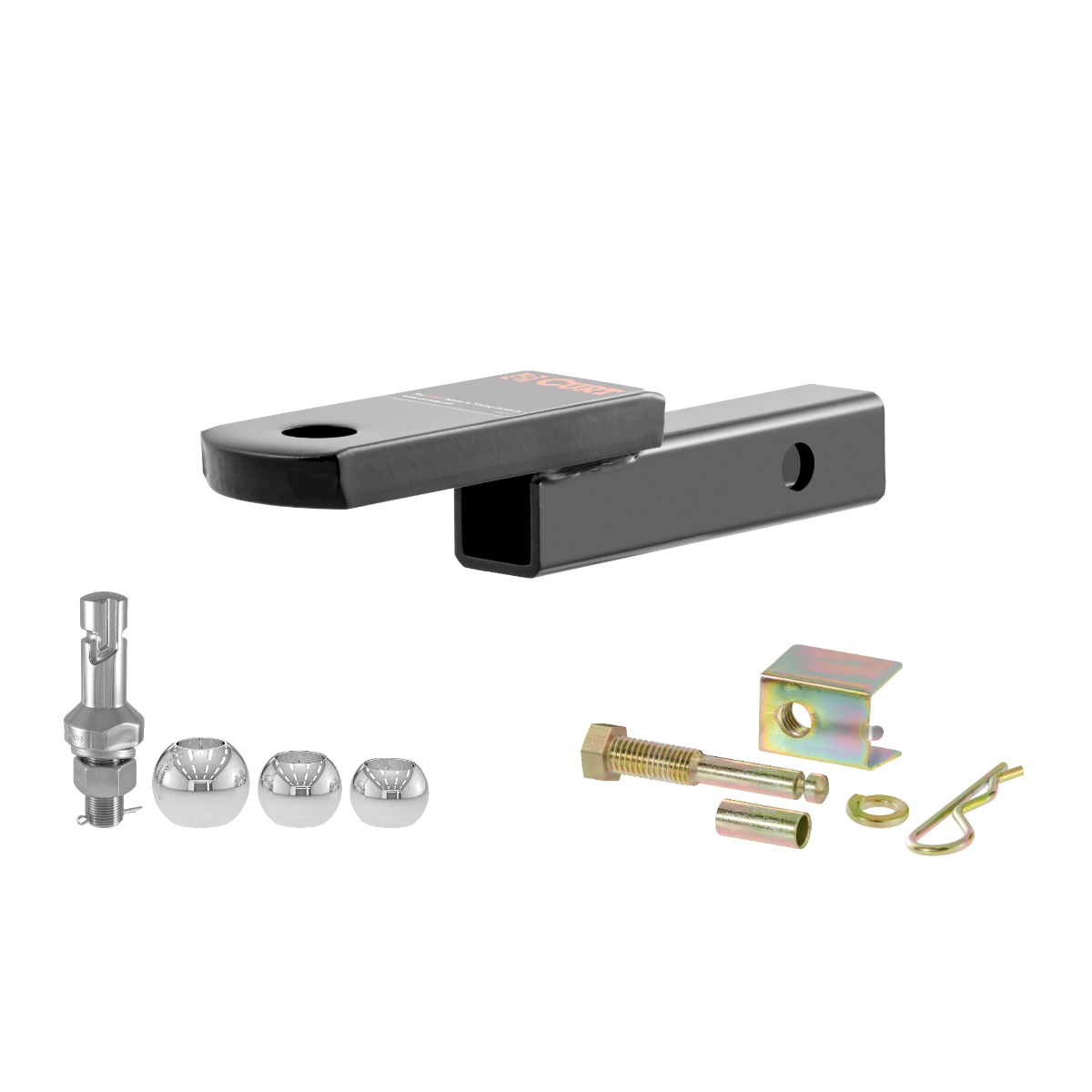 CURT Class 1 Ball Mount (1-1/4" Shank, 2,000 lbs., 1-1/4" Drop, 6-3/4" Long) Trailer Hitch Ball Mount with Switch Ball Trailer Ball (1-7/8", 2", 2-5/16") & Anti-Rattle Hitch Pin and Shim thumbnail 0