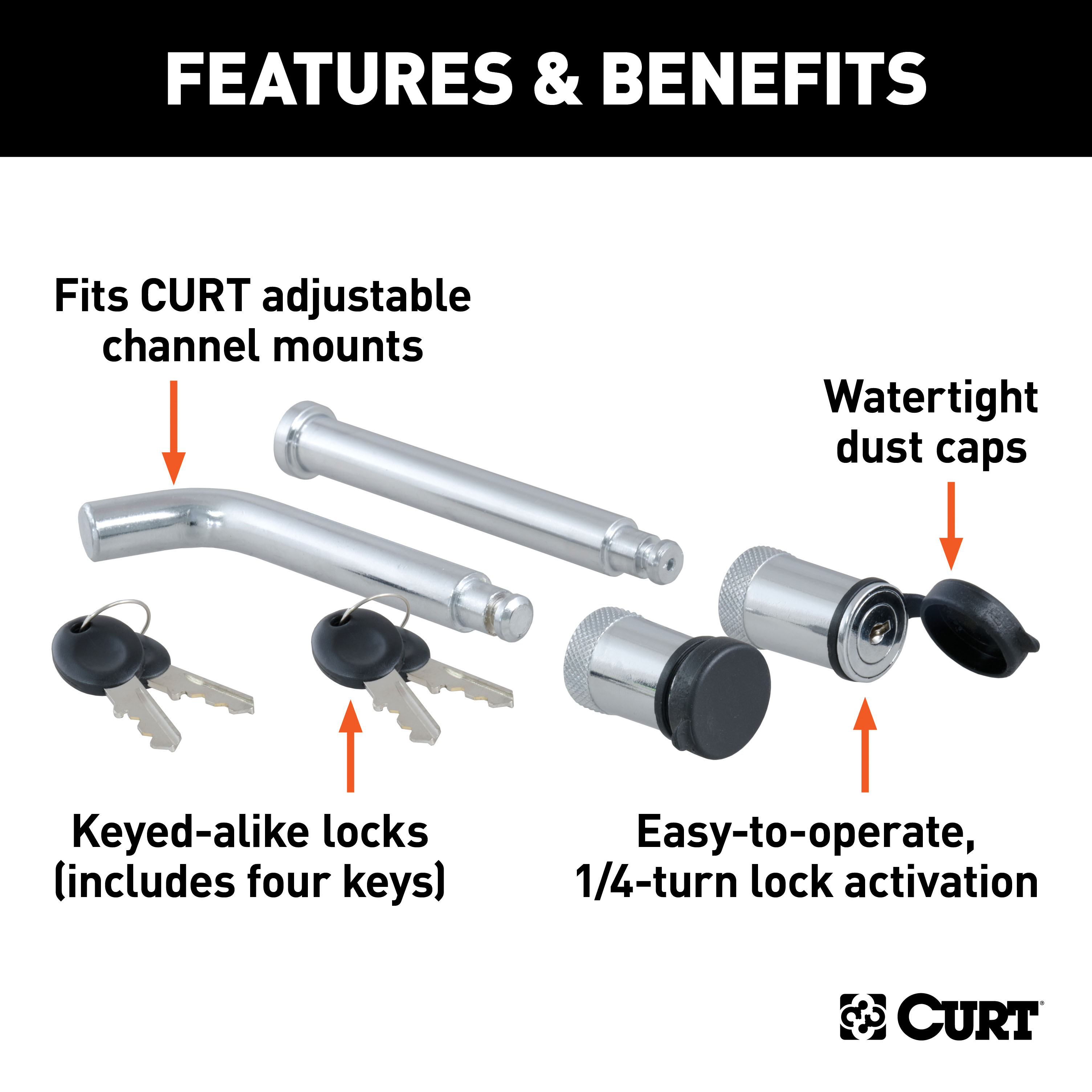 CURT Class 2 Ball Mount (1-1/4" Shank, 3,500 lbs, 1" Drop, 7-13/16" Long) Trailer Hitch Ball Mount with 5/8" Diameter Channel Mount Lock thumbnail 8