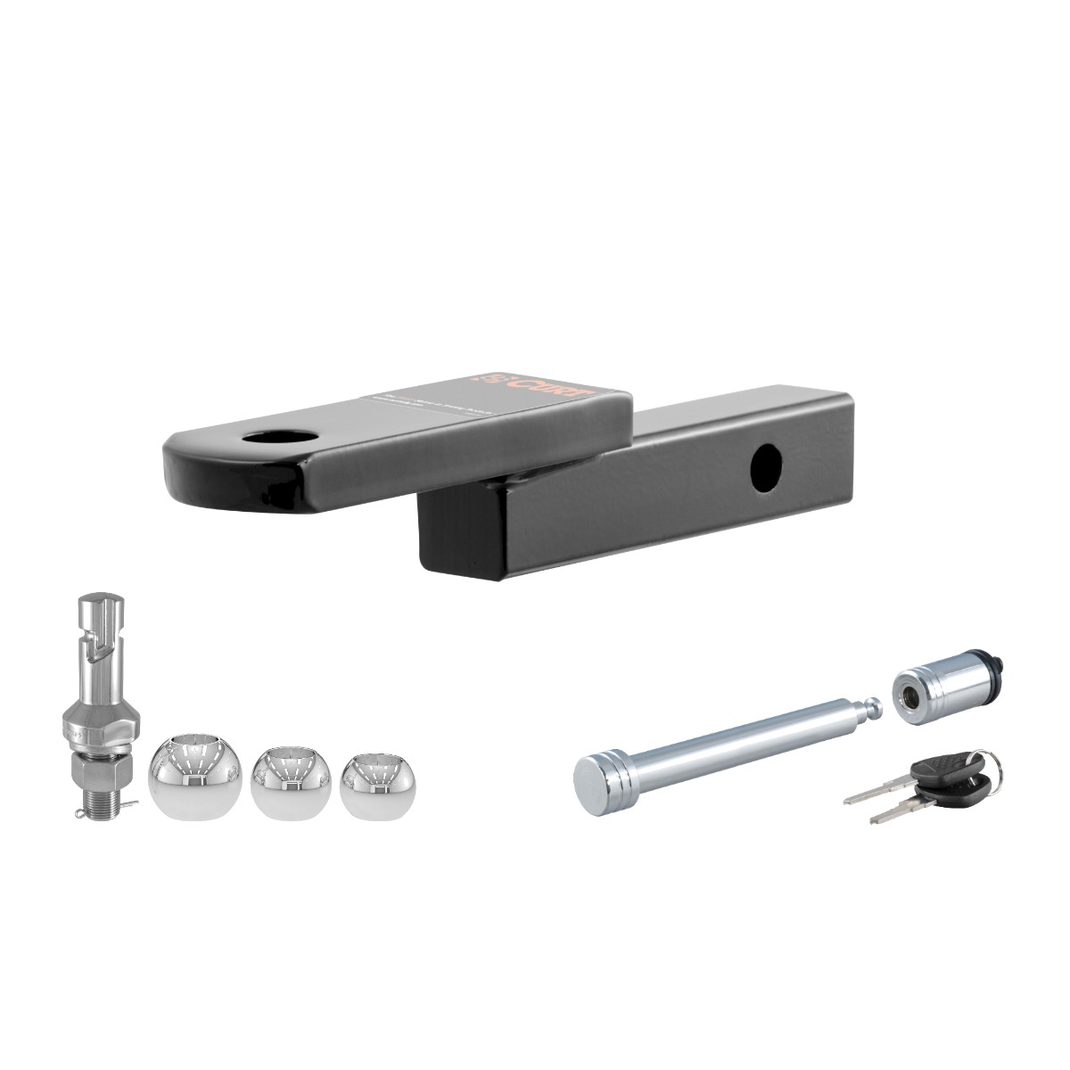 CURT Class 2 Ball Mount (1-1/4" Shank, 3,500 lbs, 1-1/4" Drop, 6-3/4" Long) Trailer Hitch Ball Mount with Switch Ball Trailer Ball (1-7/8", 2", 2-5/16" Balls) & 5/8" Hitch Lock (3" Receiver, Chrome) thumbnail 0