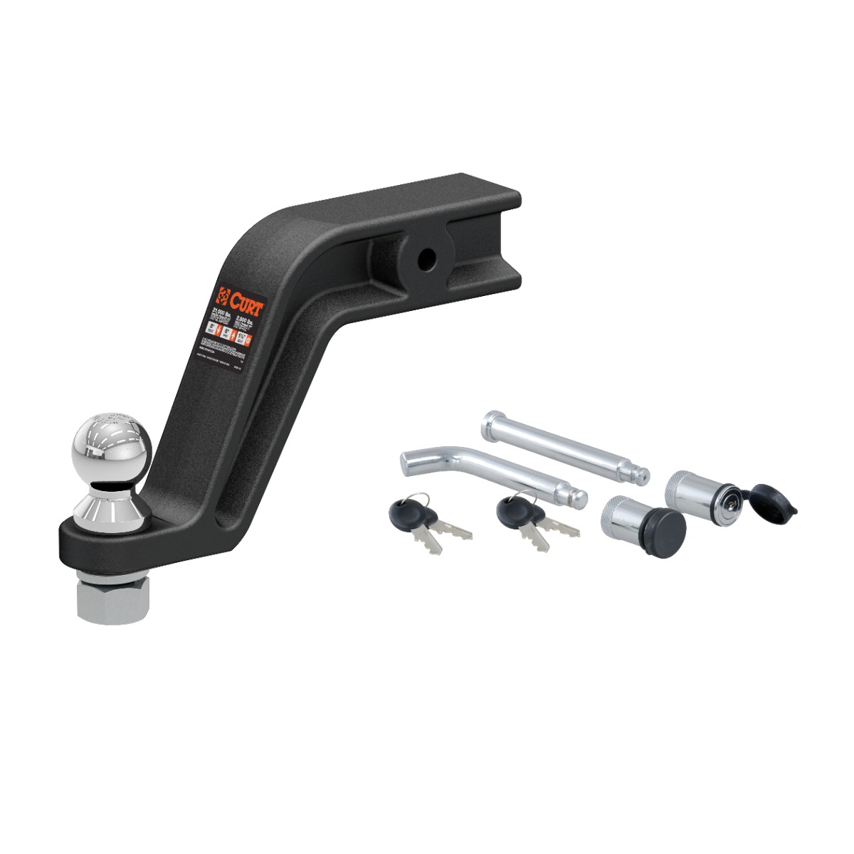 CURT 20,000 lbs Forged Trailer Hitch Mount with 2-5/16-Inch Ball, Fits 3-Inch Receiver, 8-In Drop with Channel Mount Lock Set (5/8" Diameter) thumbnail 0