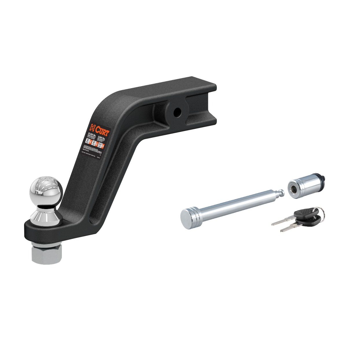 CURT 45377 Forged Trailer Hitch Mount with 2-5/16-Inch Ball, Fits 3-Inch Receiver, 20,000 lbs Capacity, 8-In Drop with 5/8" Hitch Lock & Trailer Hitch Lock thumbnail 0
