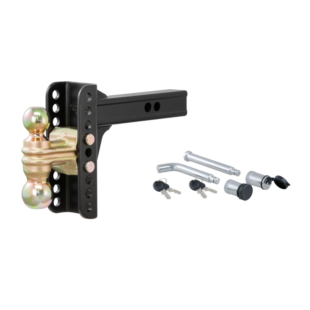 CURT 2" Shank, 14,000 lbs, 6" Drop Adjustable Channel Mount Trailer Hitch Ball Mount with 5/8" Diameter Channel Mount Lock & Trailer Hitch Lock thumbnail 0