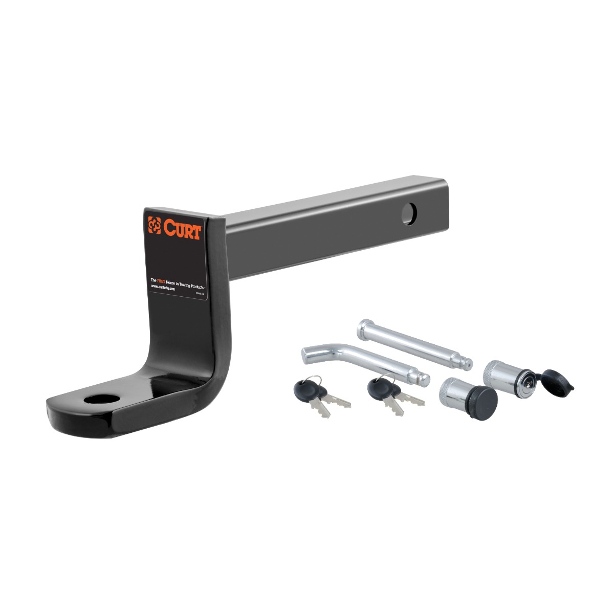 CURT 45026 Class 1 Trailer Hitch Ball Mount 2,000 lbs, 1-1/4-Inch Receiver, 3-1/4-Inch Drop, 2-5/8-Inch Rise with Channel Mount Lock Set (5/8" Diameter) thumbnail 0