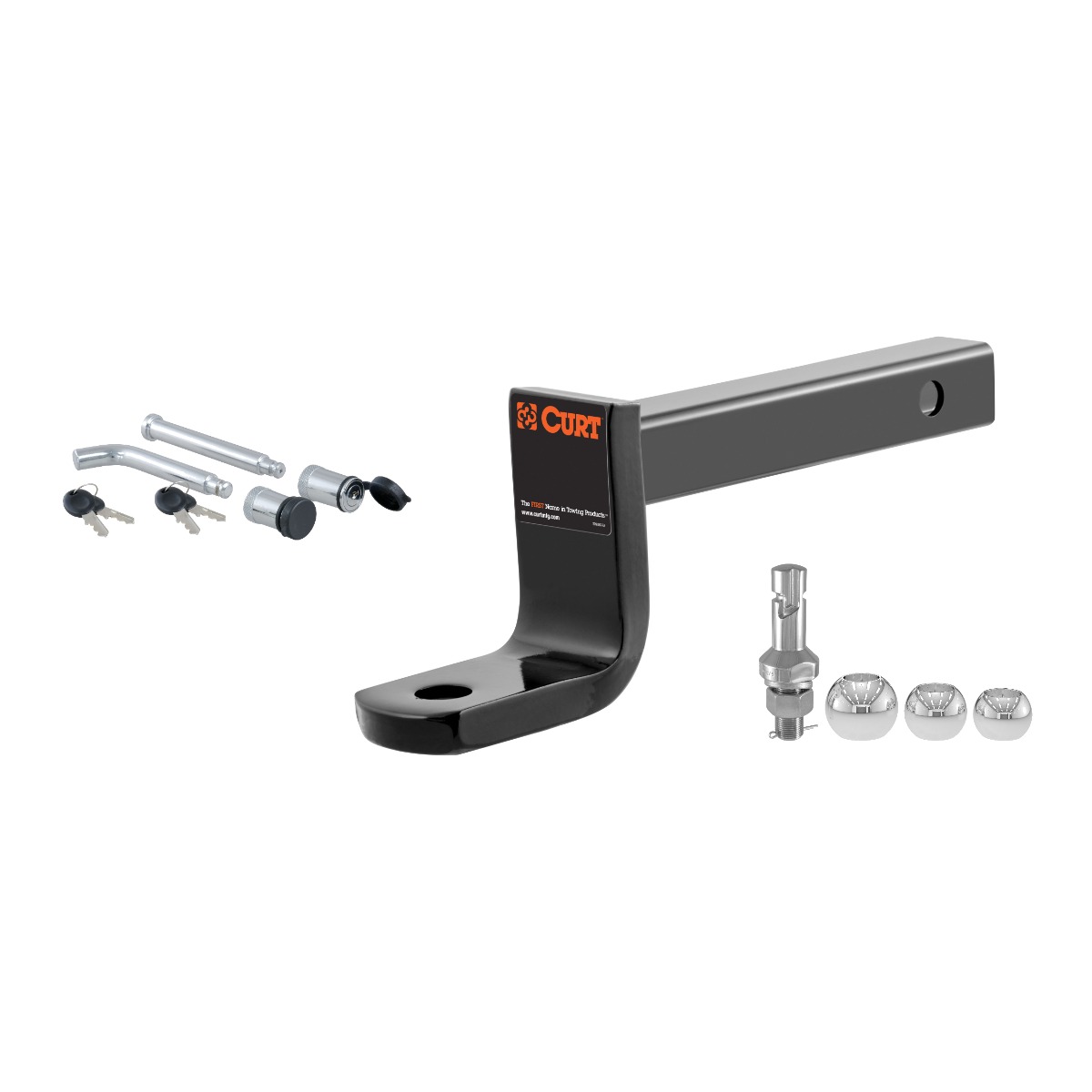 CURT 45026 Class 1 Trailer Hitch Ball Mount 2,000 lbs, 1-1/4-Inch Receiver, 3-1/4-Inch Drop, 2-5/8-Inch Rise with Switch Ball Trailer Ball (1-7/8", 2", 2-5/16") & Channel Mount Lock (5/8" Diameter) thumbnail 0