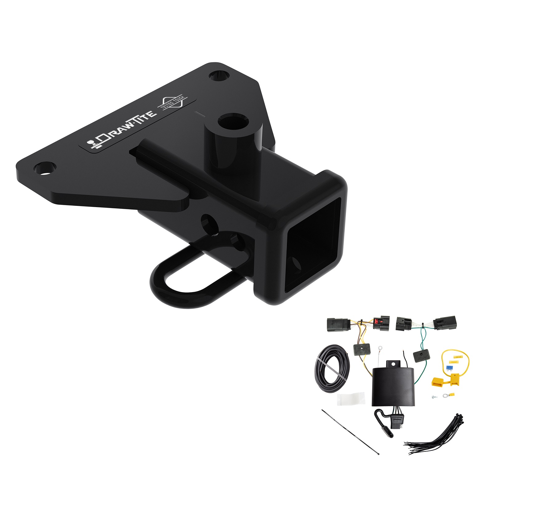 2020-2024 Jeep Gladiator Draw-Tite Class 3 Trailer Hitch, 2 Inch Square Receiver Bundle w/ Plug-n-Play T-One Wiring Harness thumbnail 0