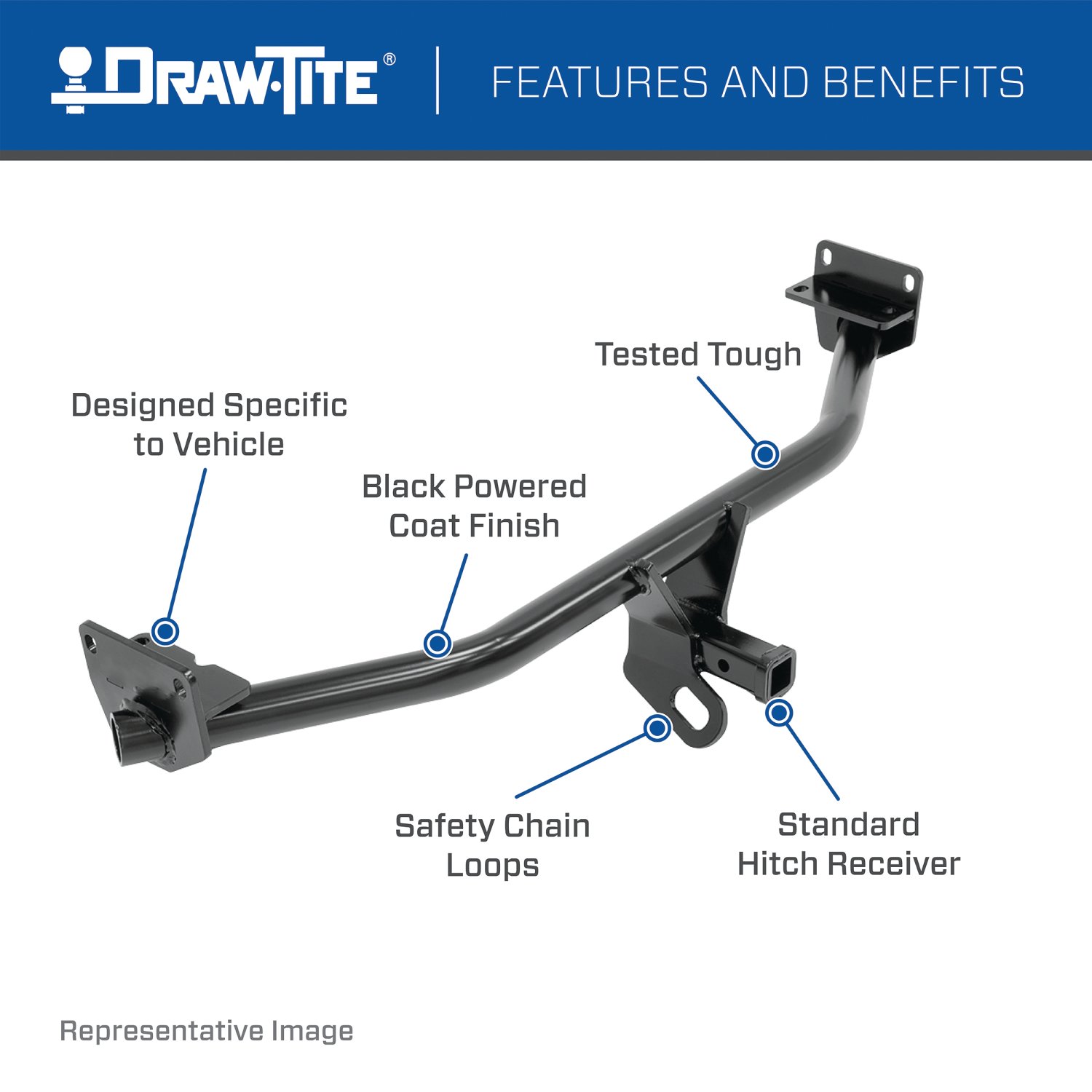 2016-2020 KIA Sorento w/V6 Engine Draw-tite Class 2 Trailer Hitch, 1-1/4 Inch Square Receiver Bundle w/ Plug-n-Play T-One Wiring Harness thumbnail 3