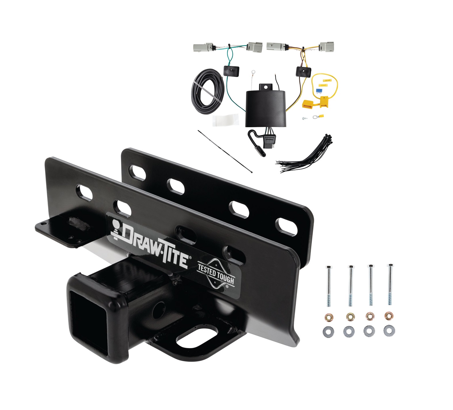 2021-2024 Ford Bronco Except w/LED Taillights or w/OEM HitchDraw-Tite Class 3 Trailer Hitch, 2 Inch Square Receiver Bundle w/ Plug-n-Play T-One Wiring Harness thumbnail 0