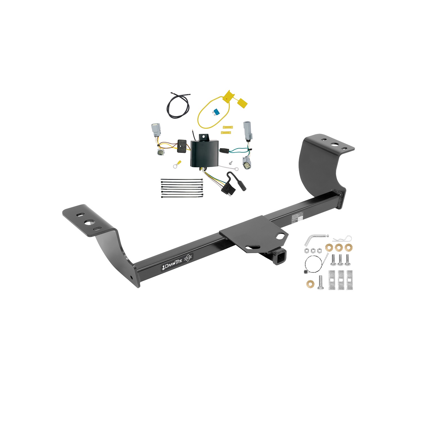 2015-2023 Dodge Challenger Except w/Quad Tip Exhaust Draw-tite Class 2 Trailer Hitch, 1-1/4 Inch Square Receiver Bundle w/ Plug-n-Play T-One Wiring Harness thumbnail 0