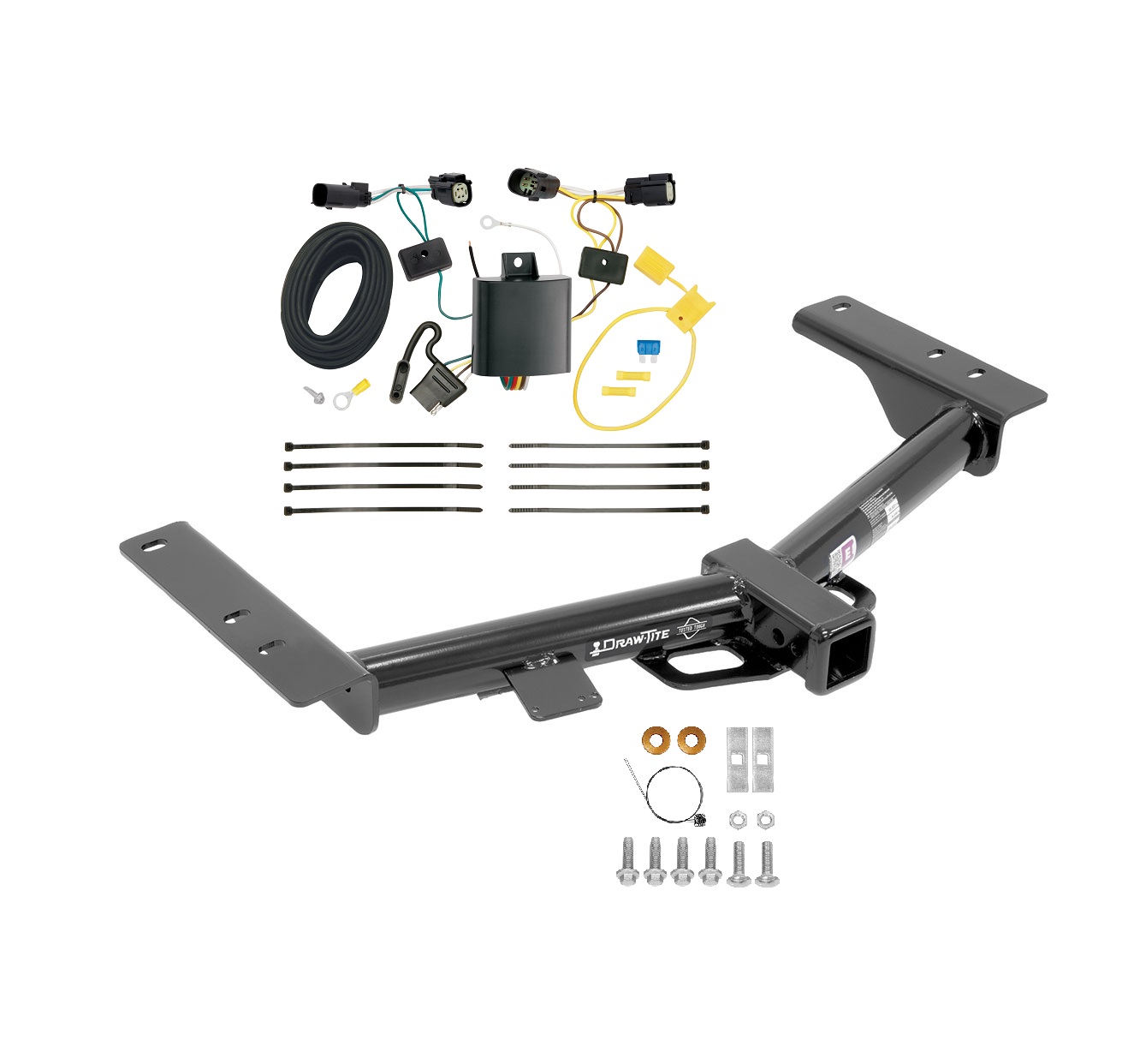 2015-2023 Ford Transit-150 Except Cab & Chassis and the Cutaway Draw-tite Class 4 Trailer Hitch, 2 Inch Square Receiver Bundle w/ Plug-n-Play T-One Wiring Harness thumbnail 0