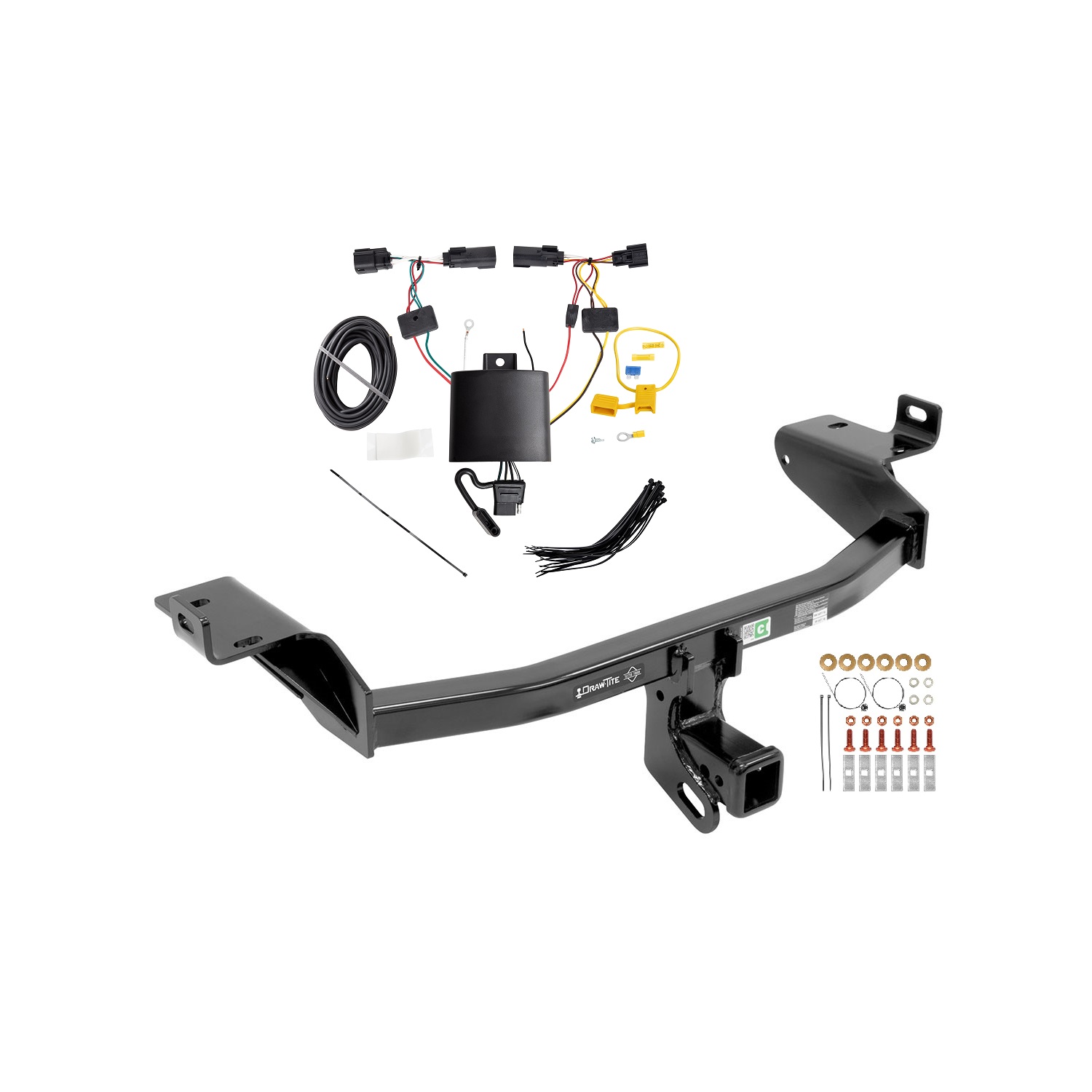 2021-2023 Jeep Cherokee Draw-tite Class 3 Trailer Hitch, 2 Inch Square Receiver Bundle w/ Plug-n-Play T-One Wiring Harness thumbnail 0