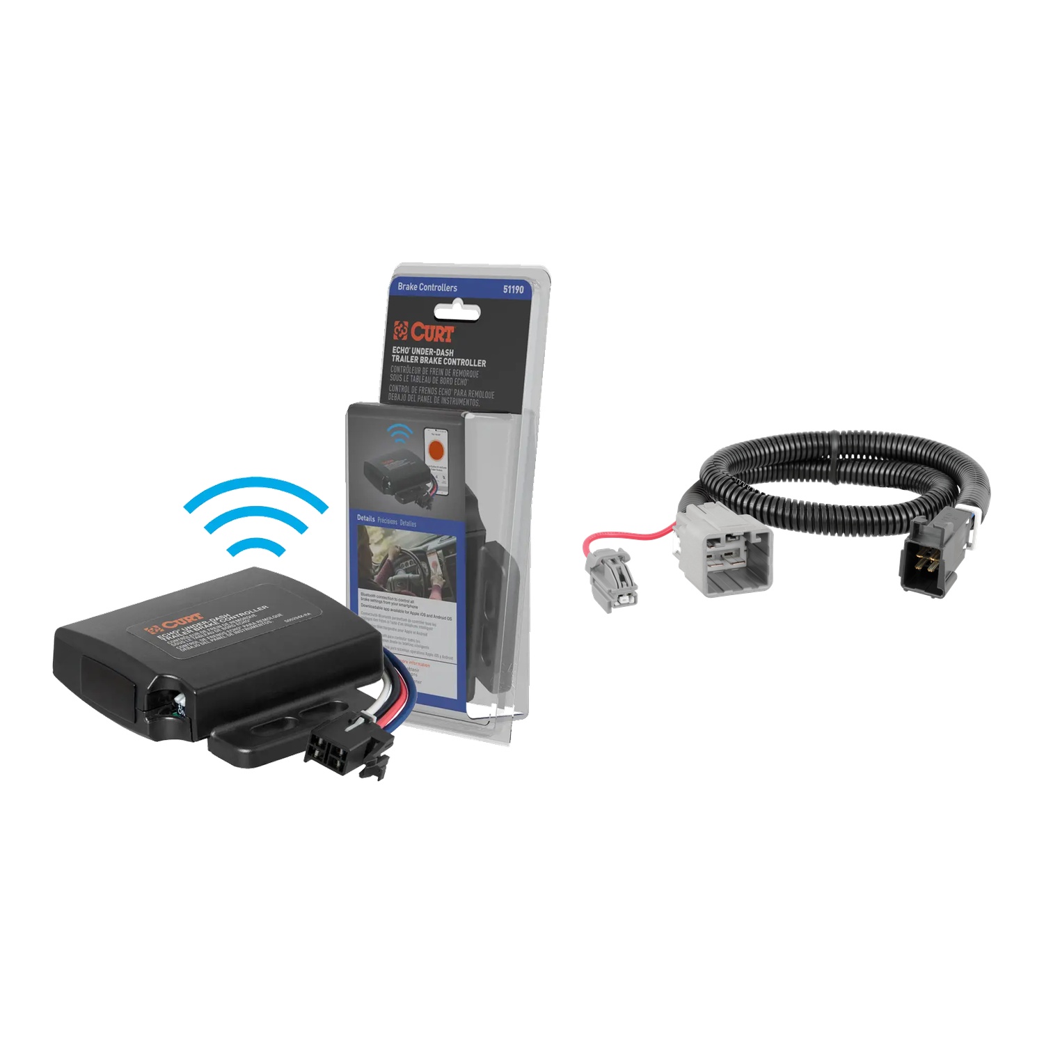 2013-2014 RAM 3500  CURT Echo Under-Dash Trailer Brake Controller, Bluetooth® Smartphone for 1-4 Axles #51190 thumbnail 0
