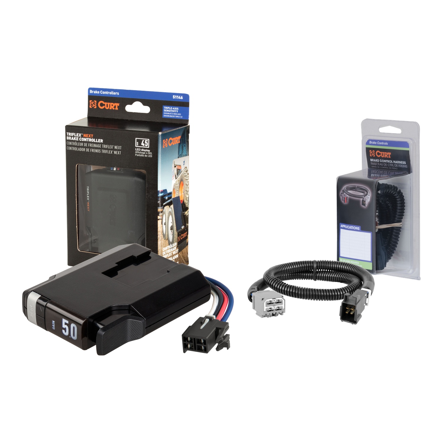 2011-2025 Jeep Grand Cherokee with Factory Tow Package CURT TriFlex NEXT Proportional Motion-Sensing Trailer Brake Controller for 1-4 Axles #51146 thumbnail 0