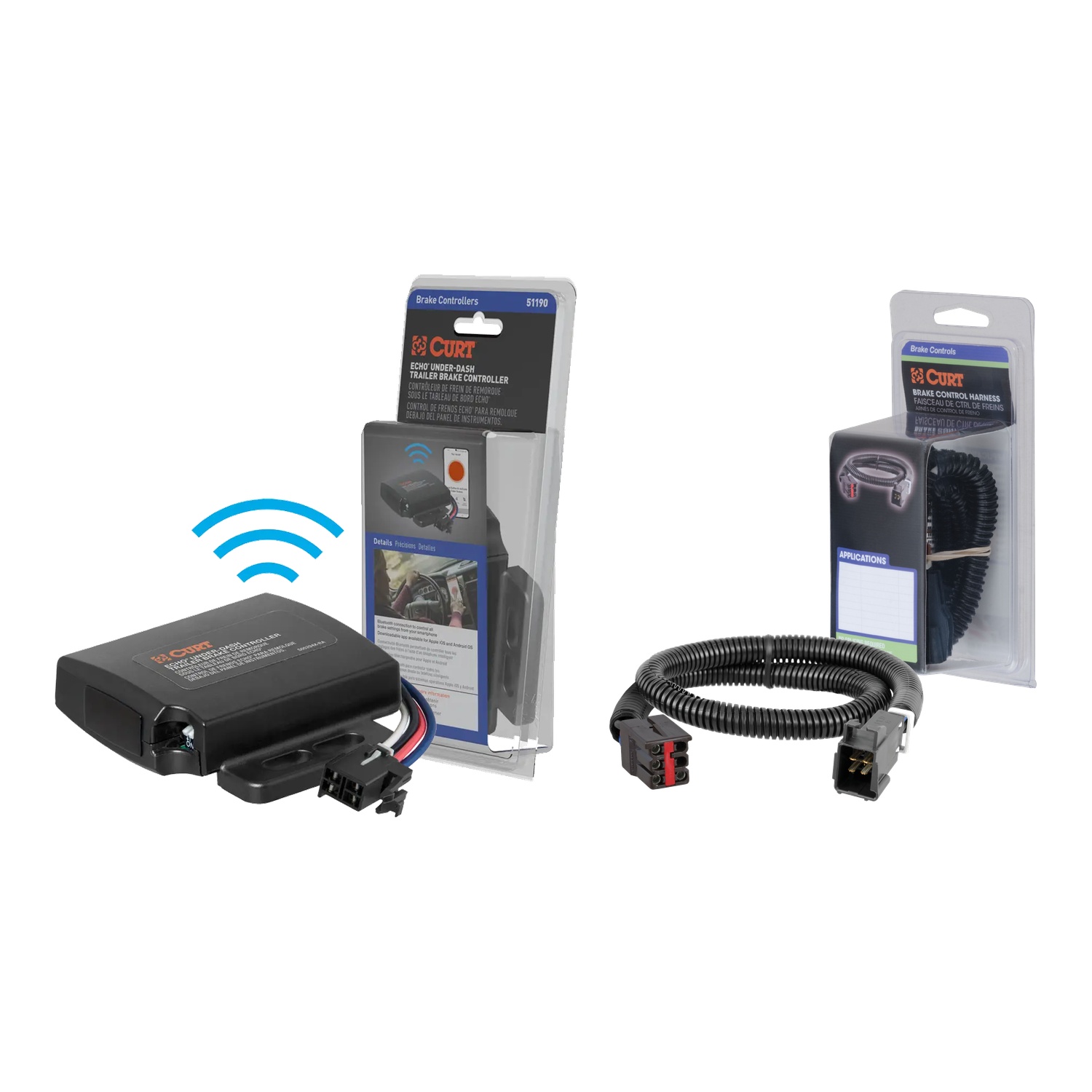 2092-2002 Ford E-250 Econoline  CURT Echo Under-Dash Trailer Brake Controller, Bluetooth® Smartphone for 1-4 Axles #51190 thumbnail 0