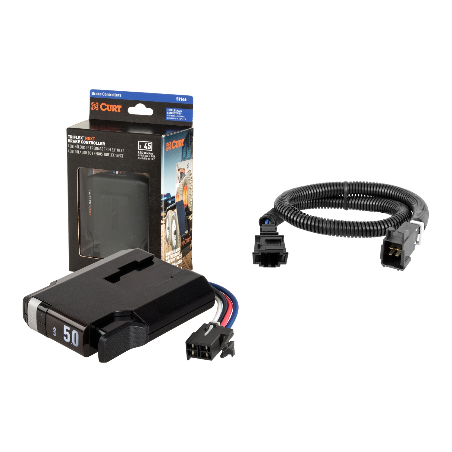 2021-2022 Volkswagen ID.4 with Factory Tow Package CURT TriFlex NEXT Proportional Motion-Sensing Trailer Brake Controller for 1-4 Axles #51146 thumbnail 0