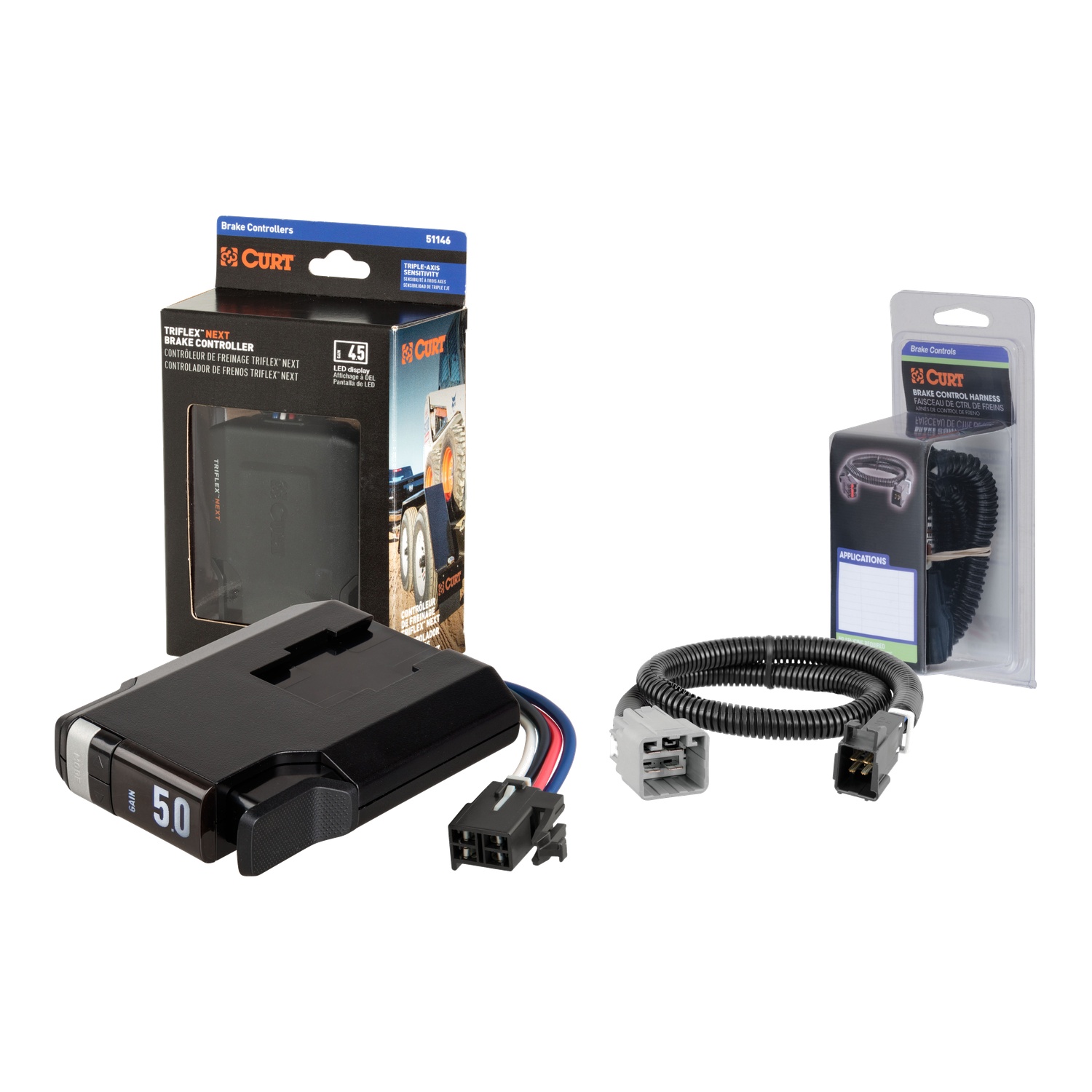 2015-2024 RAM 3500 Without factory integrated brake control (ITBC) CURT TriFlex NEXT Proportional Motion-Sensing Trailer Brake Controller for 1-4 Axles #51146 thumbnail 0