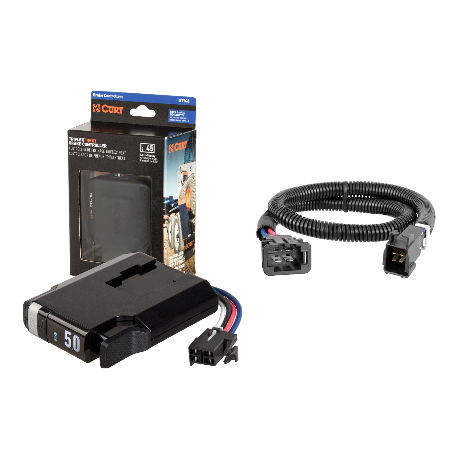 2019-2024 Audi e-tron Quattro With factory 7-way CURT TriFlex NEXT Proportional Motion-Sensing Trailer Brake Controller for 1-4 Axles #51146 thumbnail 0