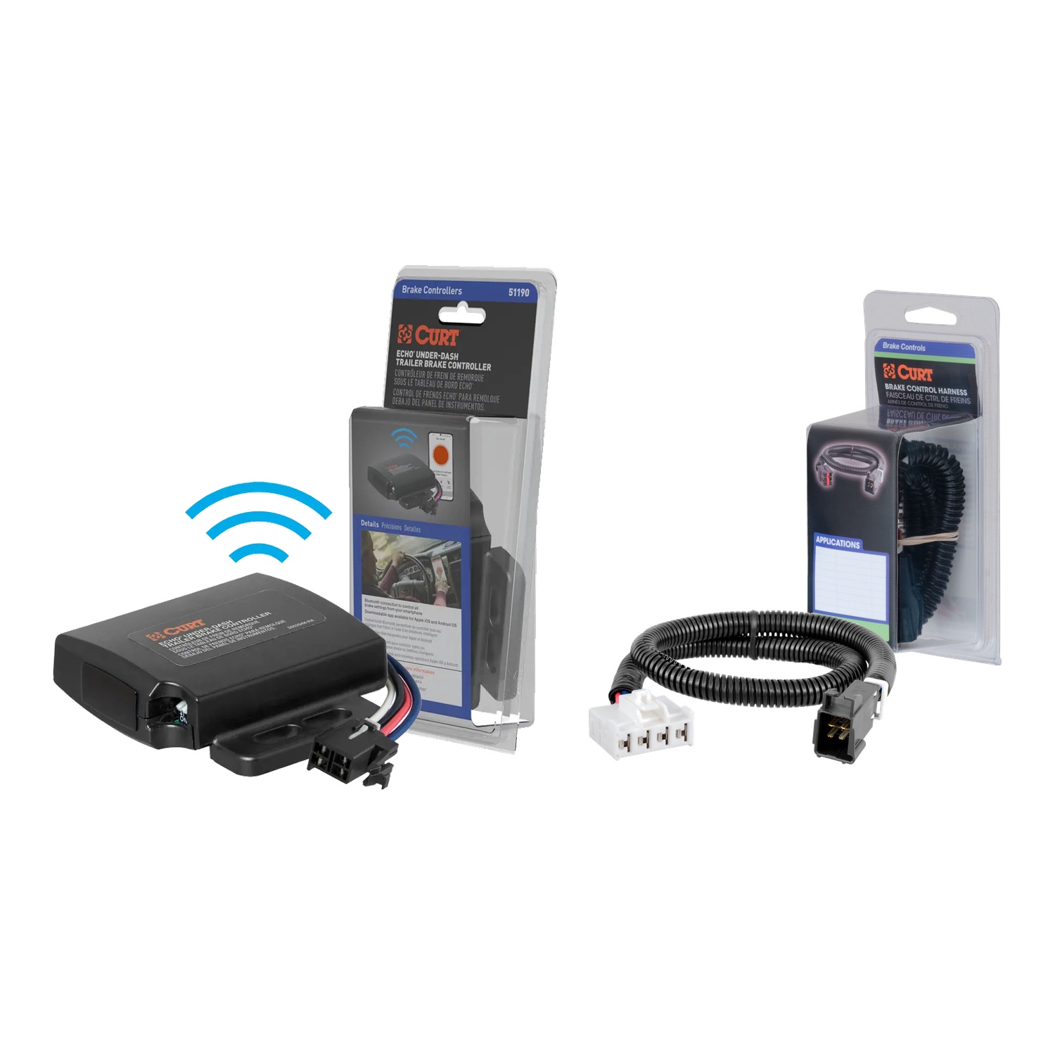 2007-2009 Chrysler Aspen  CURT Echo Under-Dash Trailer Brake Controller, Bluetooth® Smartphone for 1-4 Axles #51190 thumbnail 0