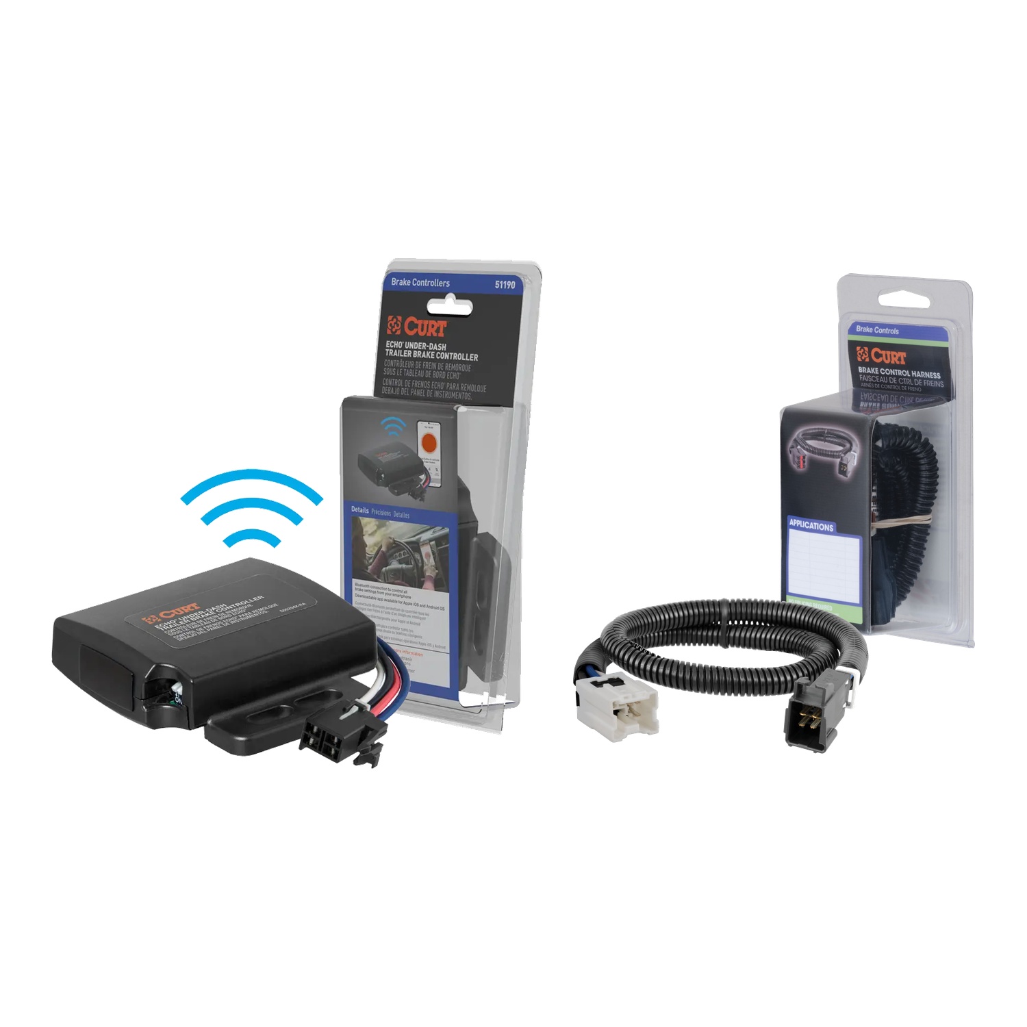 2016-2024 Nissan TITAN XD  CURT Echo Under-Dash Trailer Brake Controller, Bluetooth® Smartphone for 1-4 Axles #51190 thumbnail 0