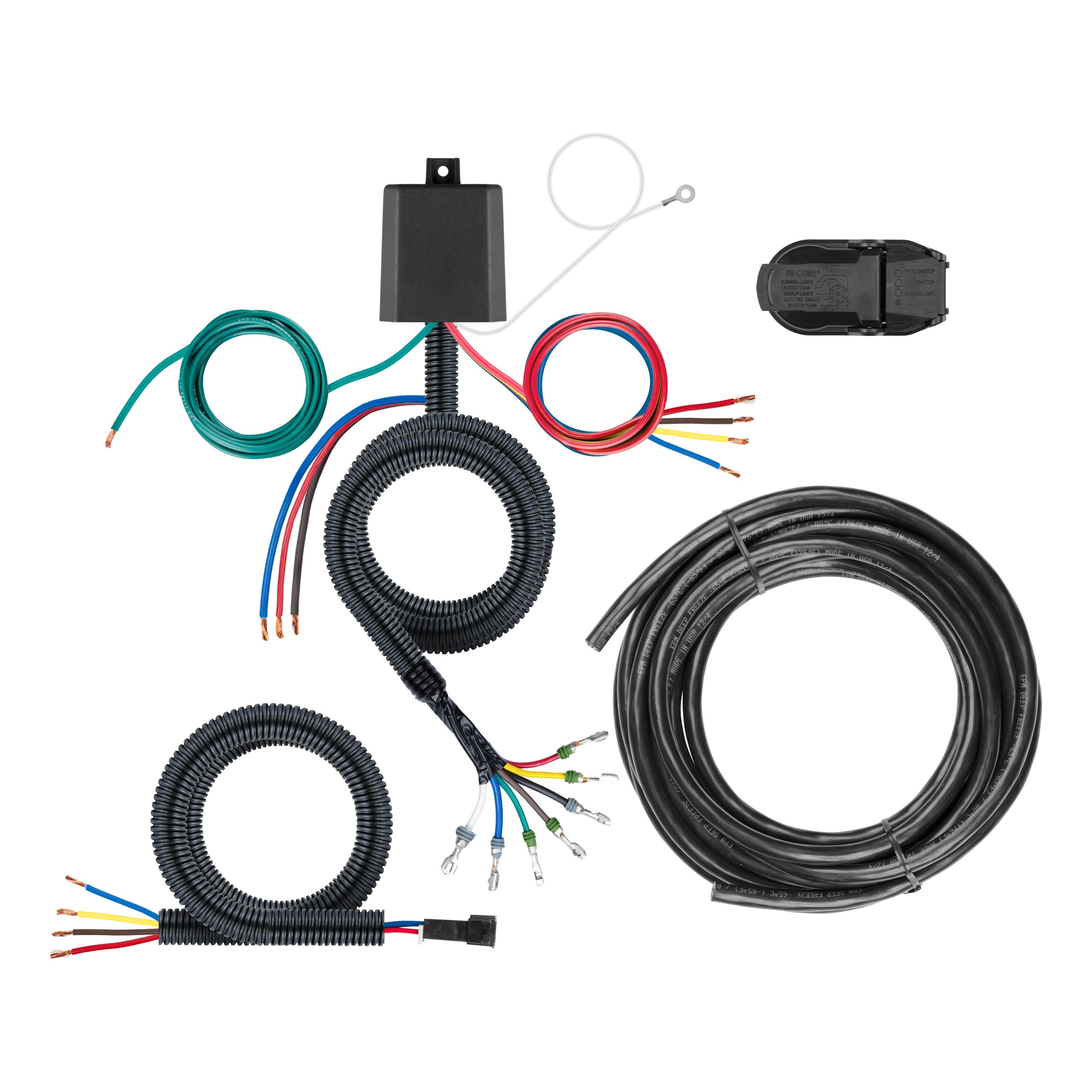 CURT 59004 Universal 7-Way Custom Towing Harness with HD Converter Module, Backup, and Brake Control Harness thumbnail 0