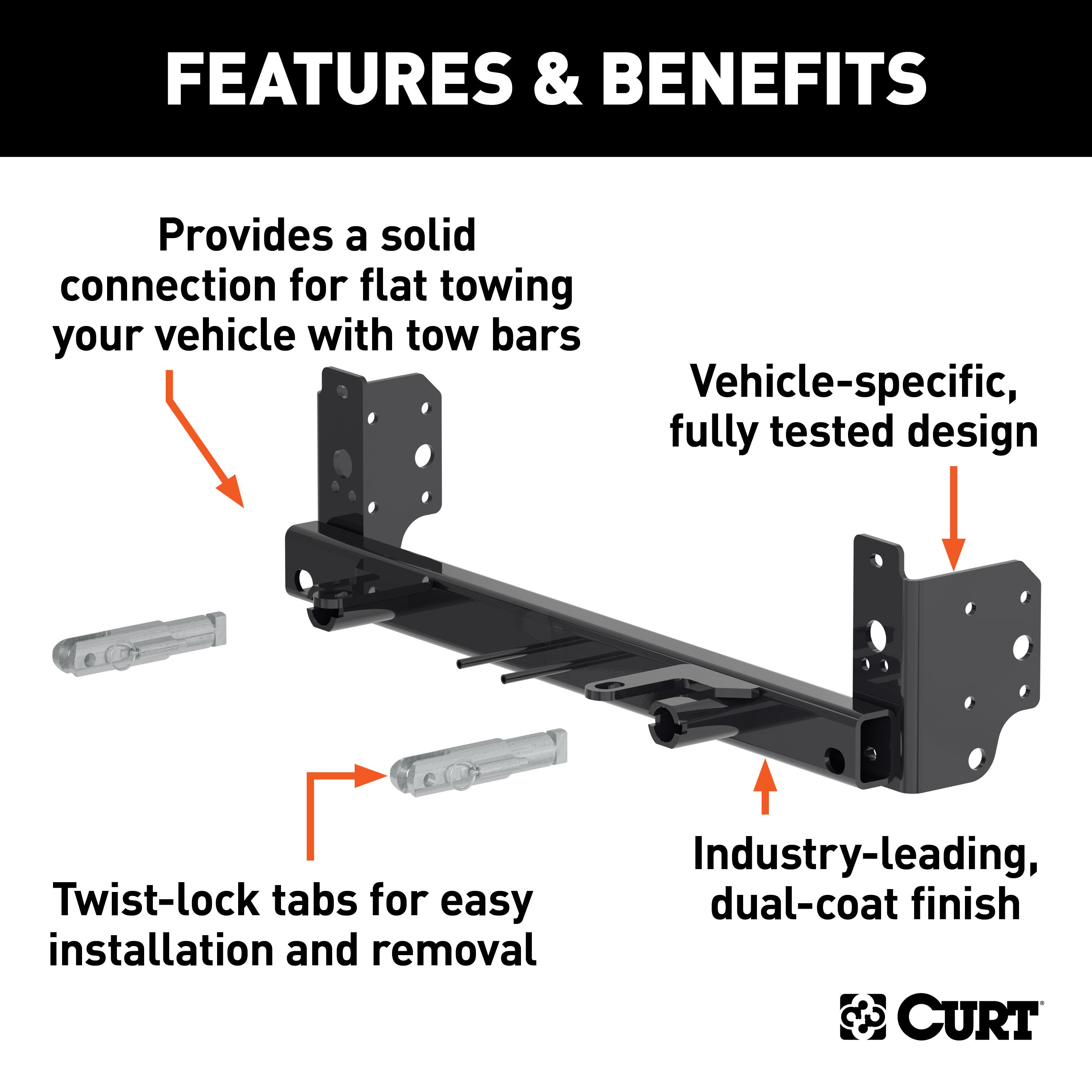 CURT 70152 Custom Tow Bar Base Plate Brackets for Dinghy Towing, Fits Select Jeep Grand Cherokee L thumbnail 1