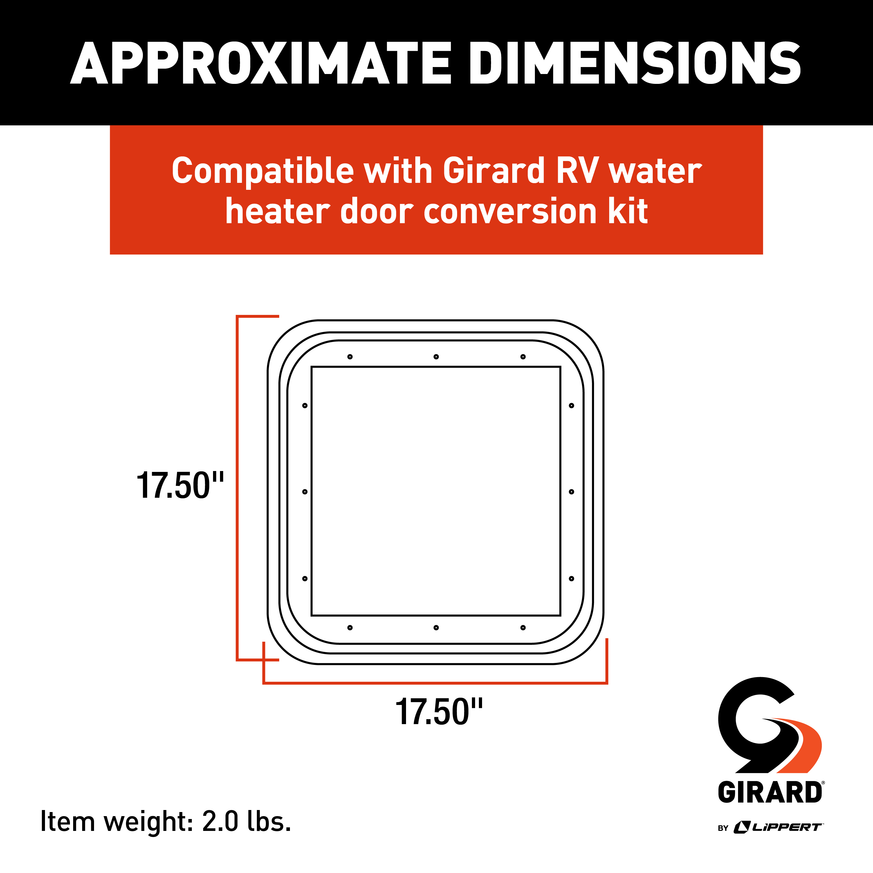 Girard RV Water Heater Door Trim Ring -Black thumbnail 1