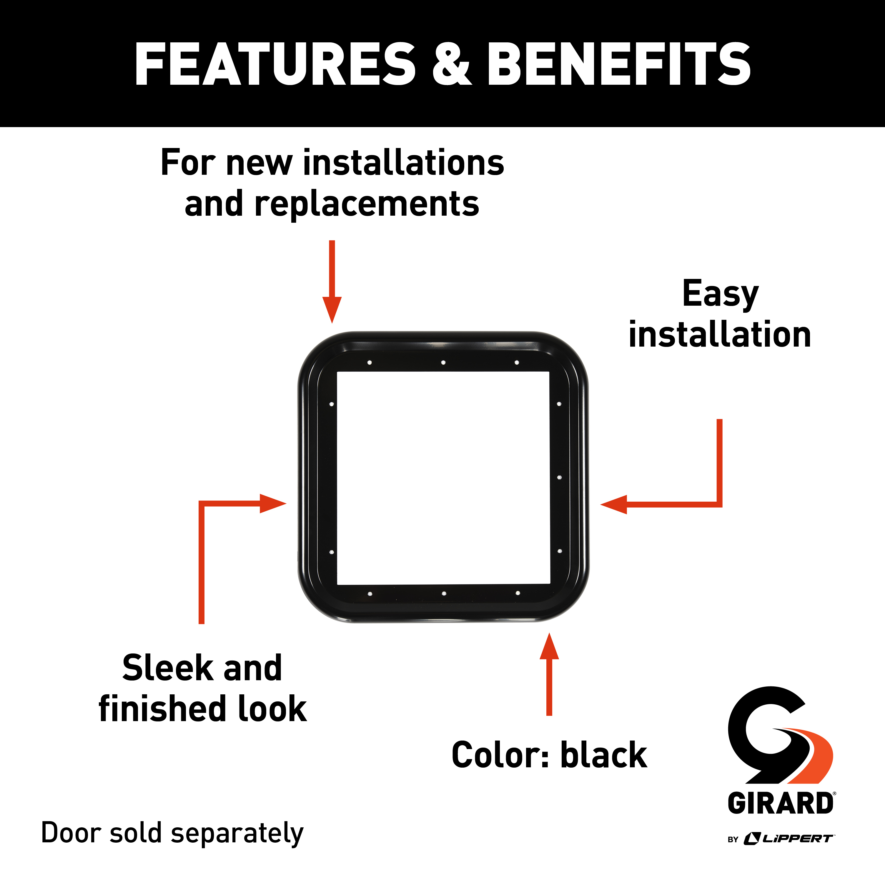 Girard RV Water Heater Door Trim Ring -Black thumbnail 2