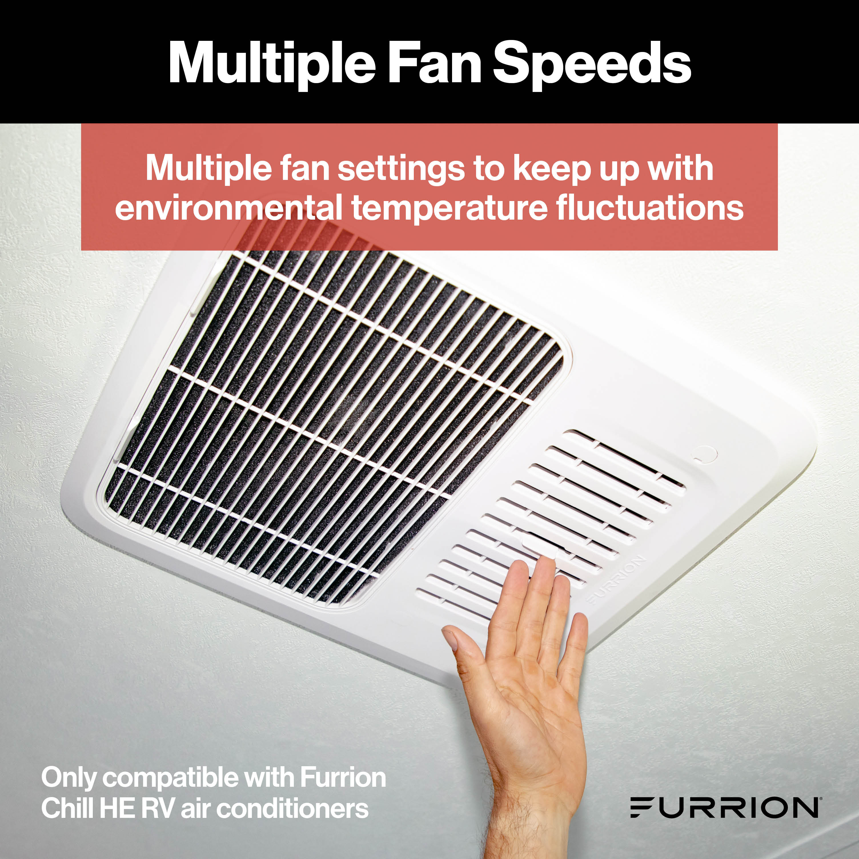 Furrion Chill Multi-Zone Wall Thermostat - Black, 3 Fan Speeds (R32) #FACW12ESZA2-BL-AM thumbnail 5
