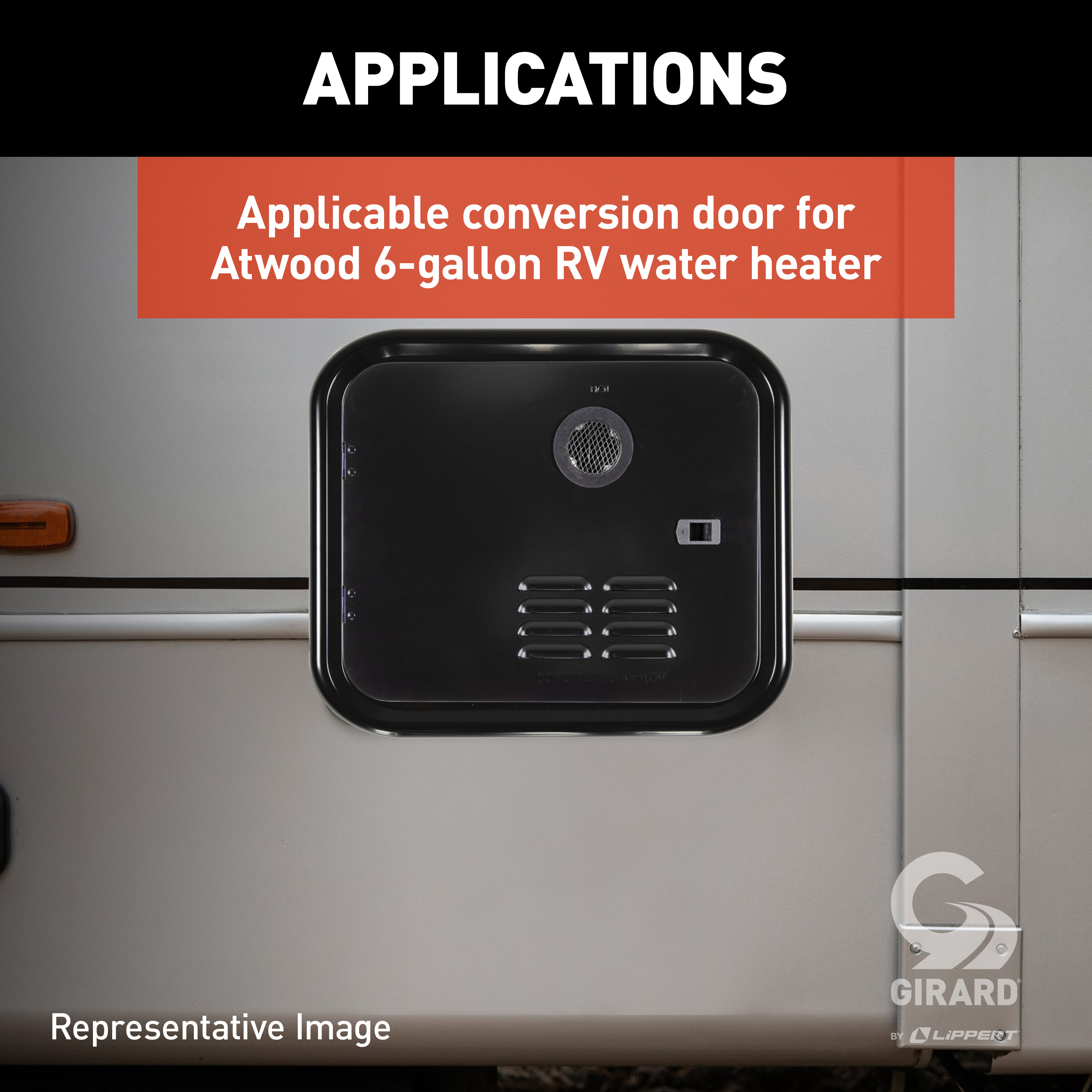 Girard RV Water Heater Door Installation Kit - 6-Gallon (Atwood/Dometic), Black #2GWHDA6B thumbnail 3