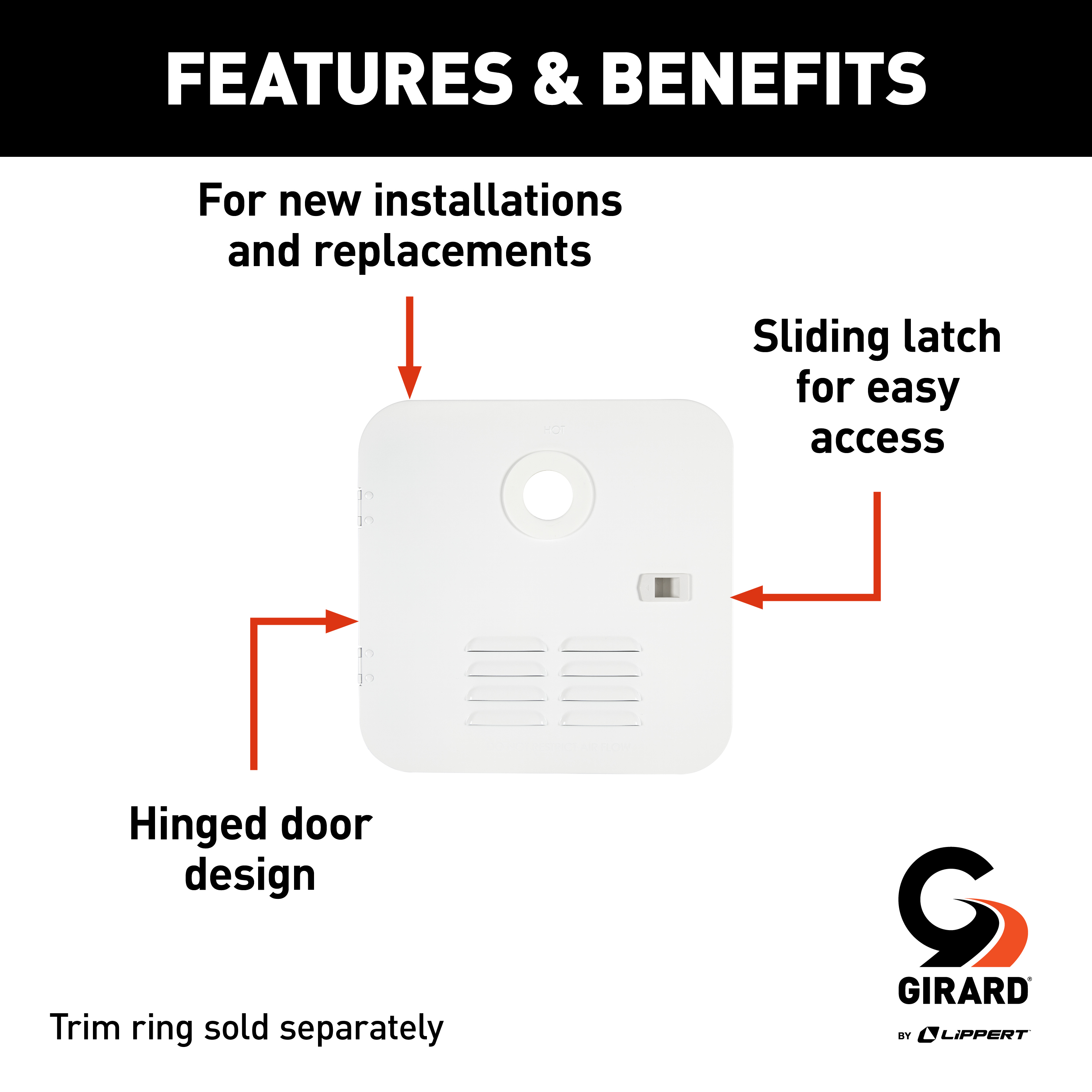 Girard RV Water Heater Door Installation Kit - 6-Gallon (Atwood/Dometic), Polar White #2GWHDA6 thumbnail 2