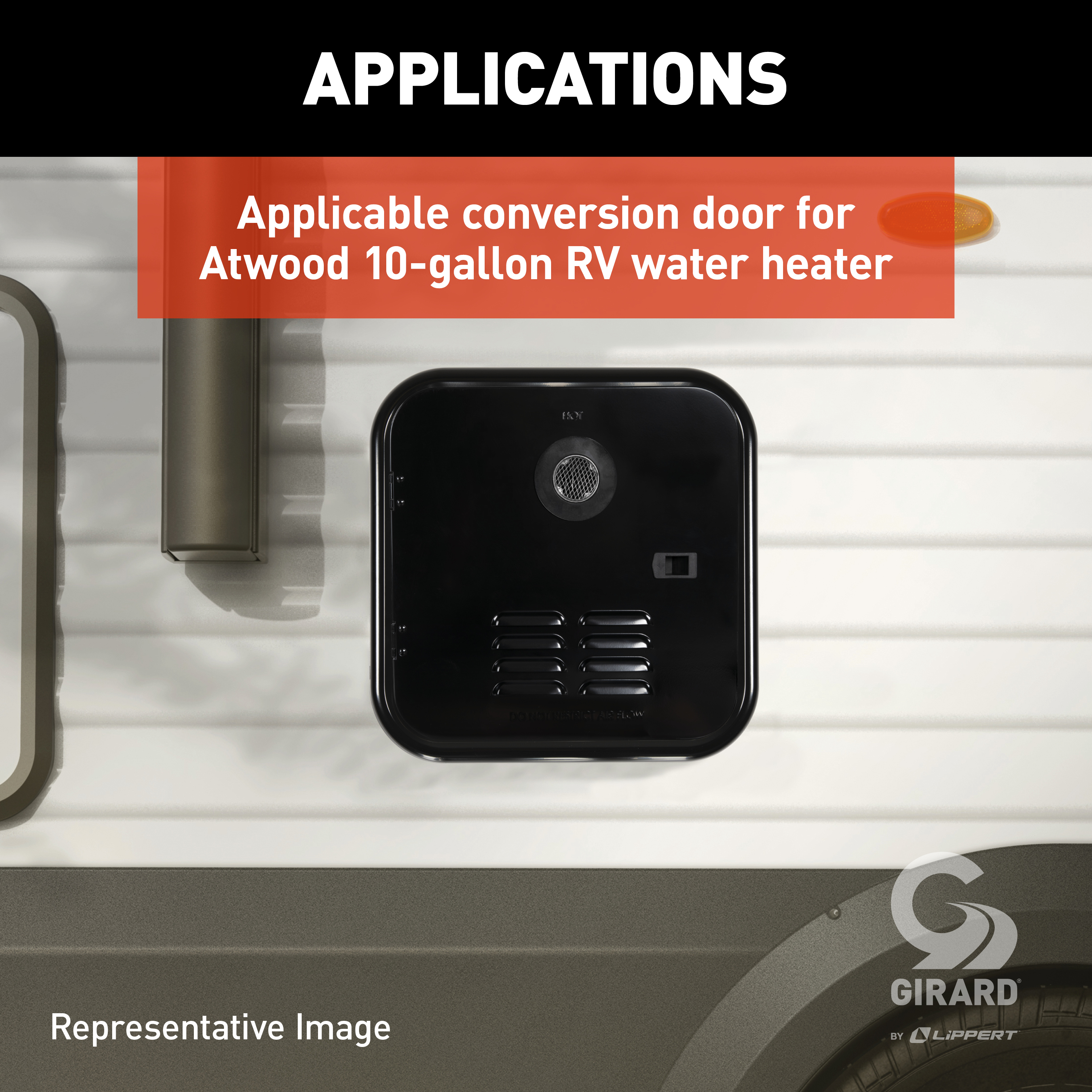 Girard RV Water Heater Door Installation Kit - 10-Gallon, Black #2GWHDAS10B thumbnail 3