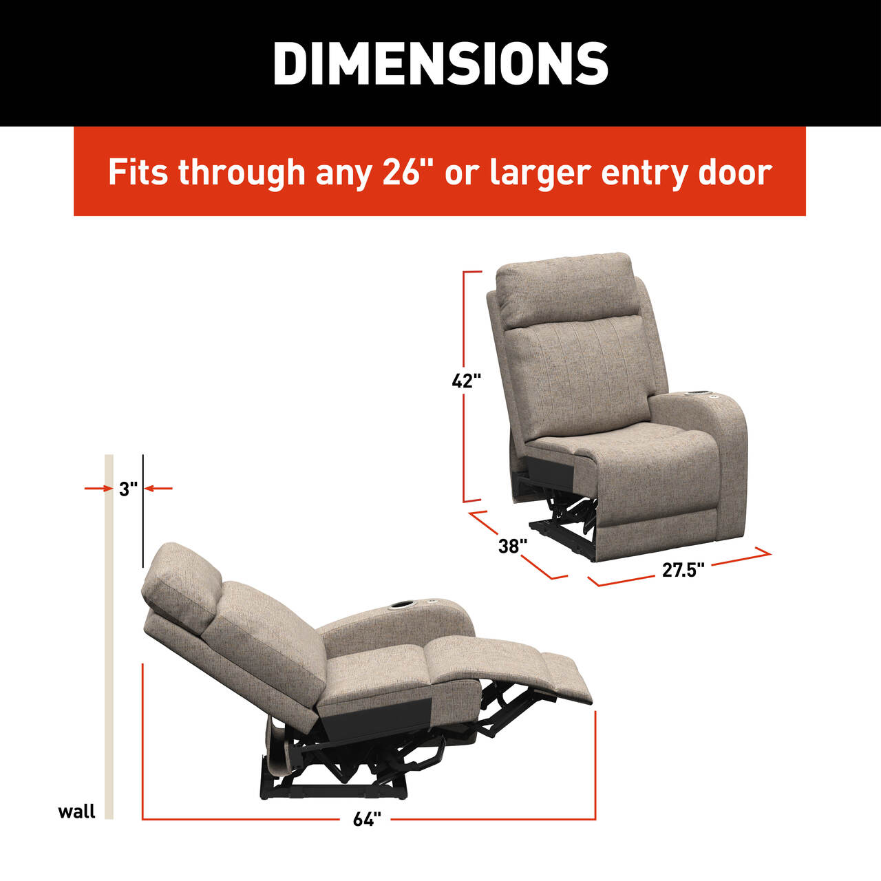 Thomas Payne Signature Thomas Payne® Signature Seismic Series RV Theater Seating Recliner - Left Arm, Dellmead #2024044205 thumbnail 8