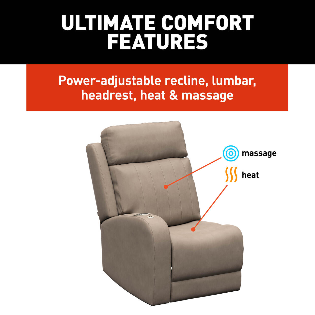 Thomas Payne Signature Thomas Payne® Signature Seismic Series RV Theater Seating Recliner - Right Arm, Driftwood #2024044196 thumbnail 5