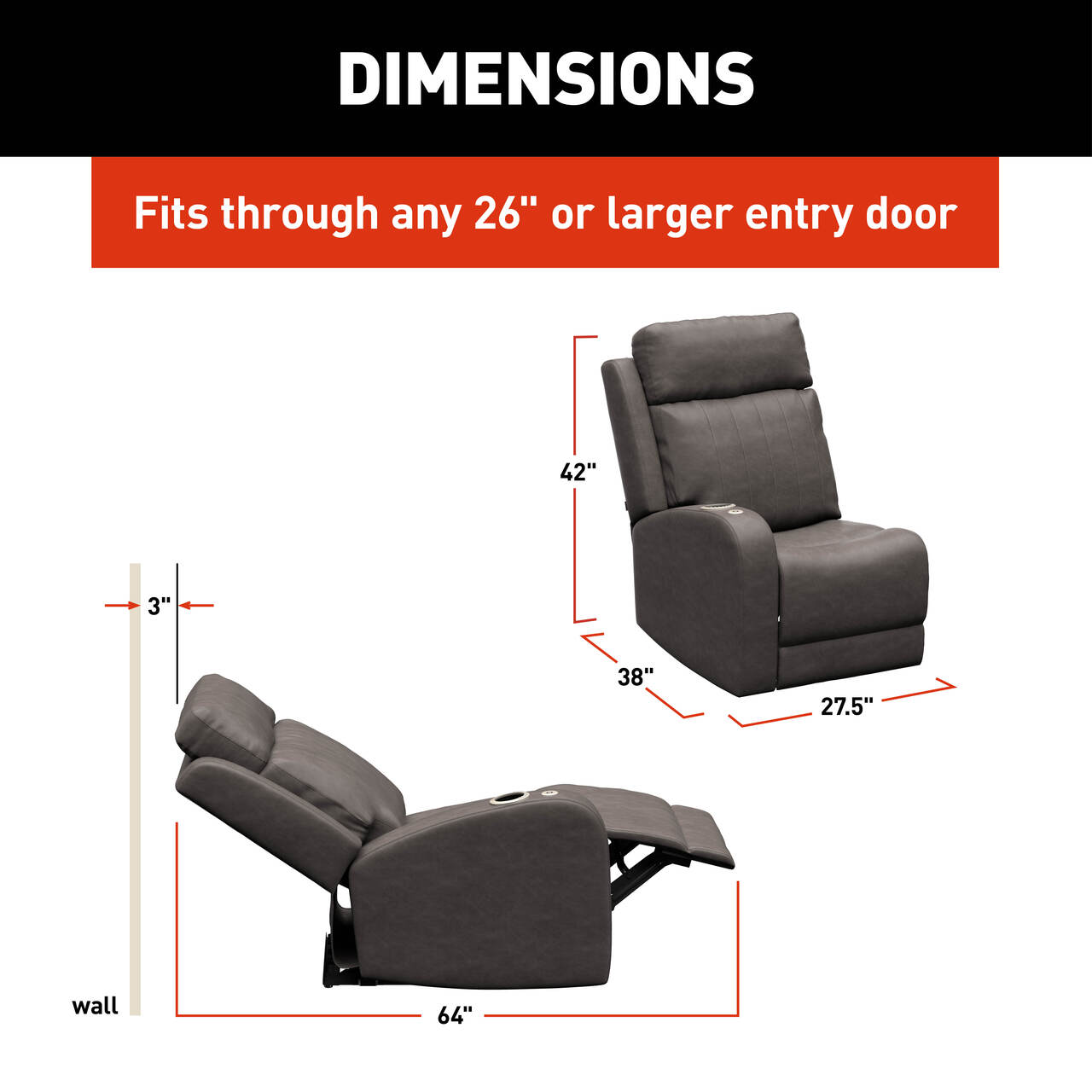 Thomas Payne Signature Thomas Payne® Signature Seismic Series RV Theater Seating Recliner - Right Arm, McCoy #2024044200 thumbnail 8