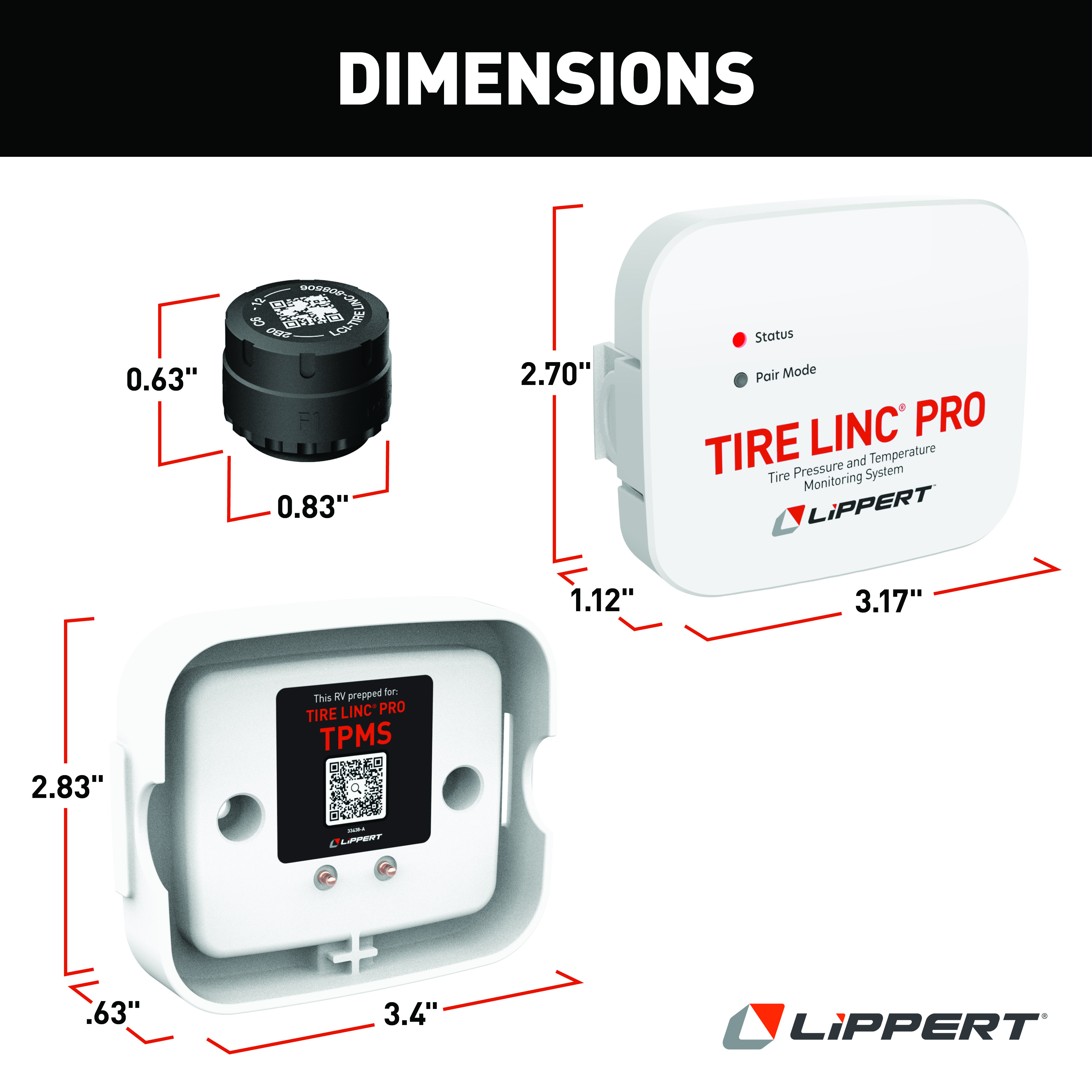 Lippert Tire Linc® PRO RV Tire Pressure & Temperature Monitoring System (TPMS) - 6-Tire Sensor Kit #2024115891 thumbnail 1