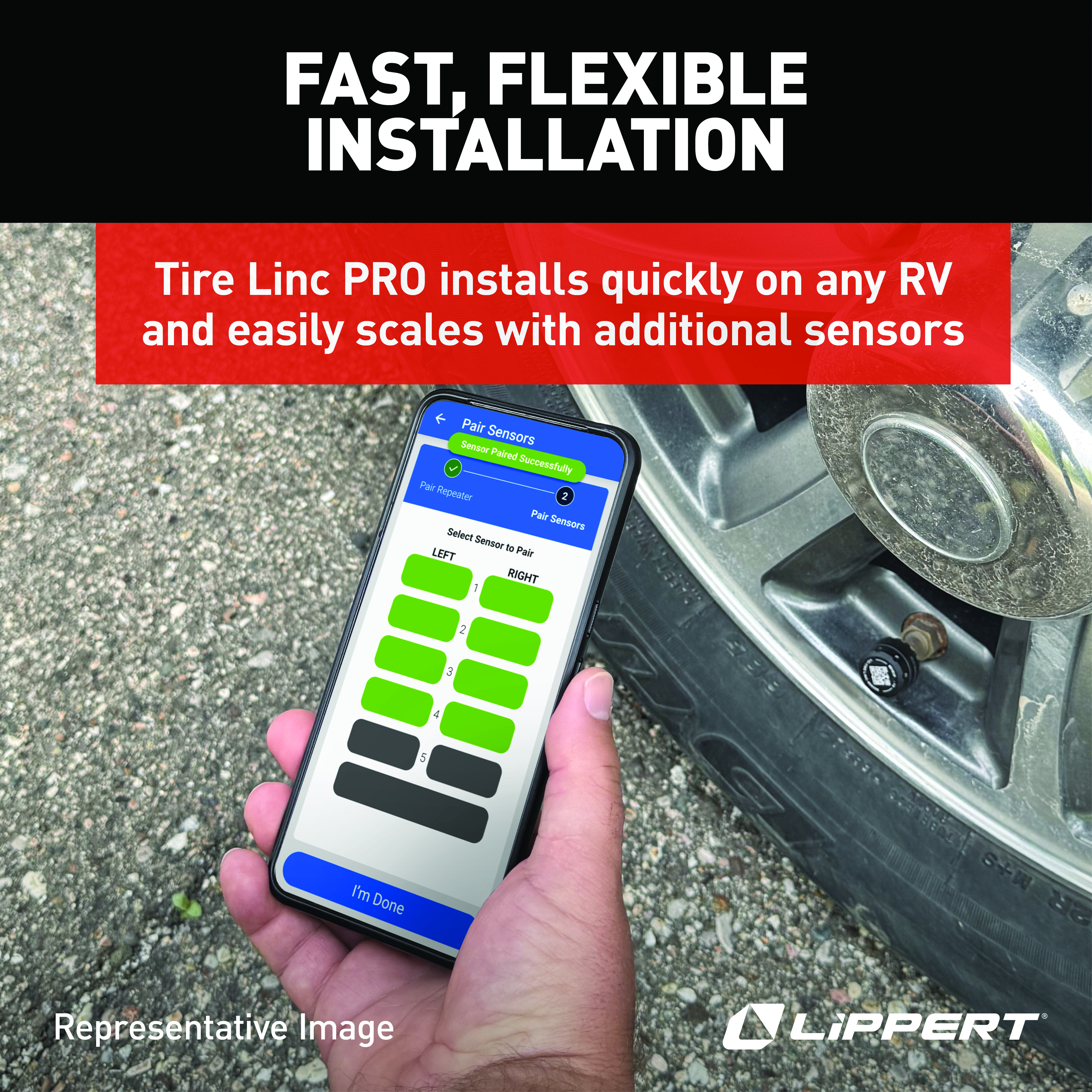 Lippert Tire Linc® PRO RV Tire Pressure & Temperature Monitoring System (TPMS) - 6-Tire Sensor Kit #2024115891 thumbnail 5