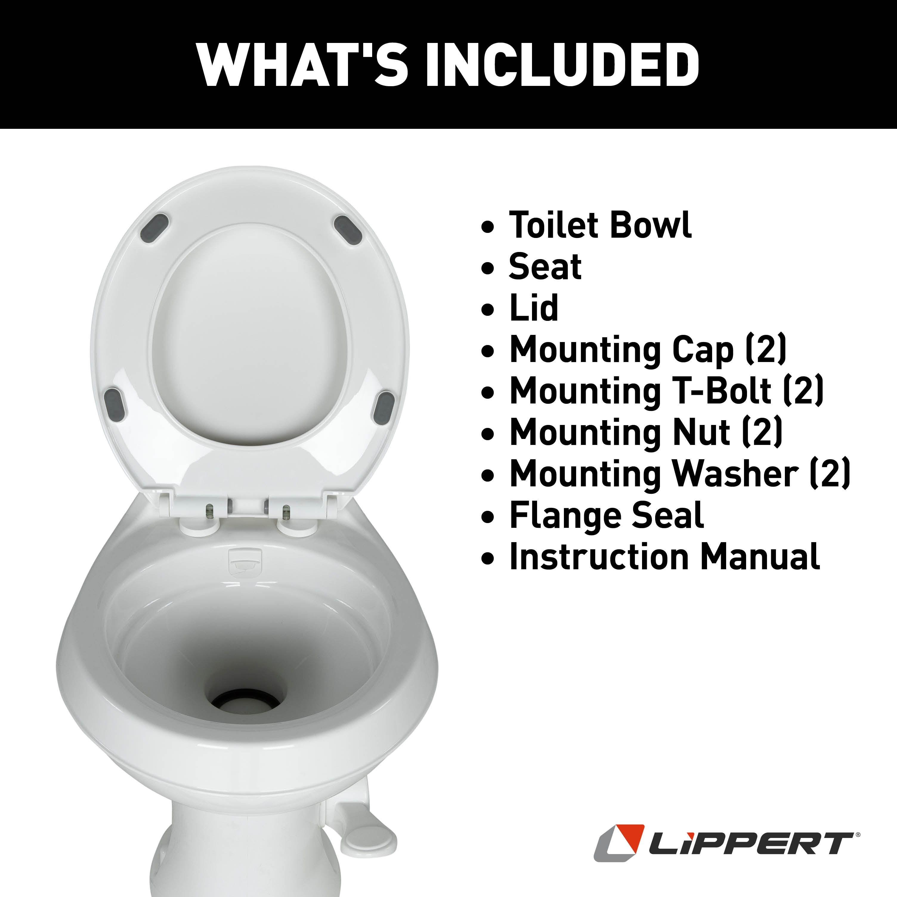 Lippert Flow Max RV Toilet - White Round Plastic Bowl #2024030310 thumbnail 7