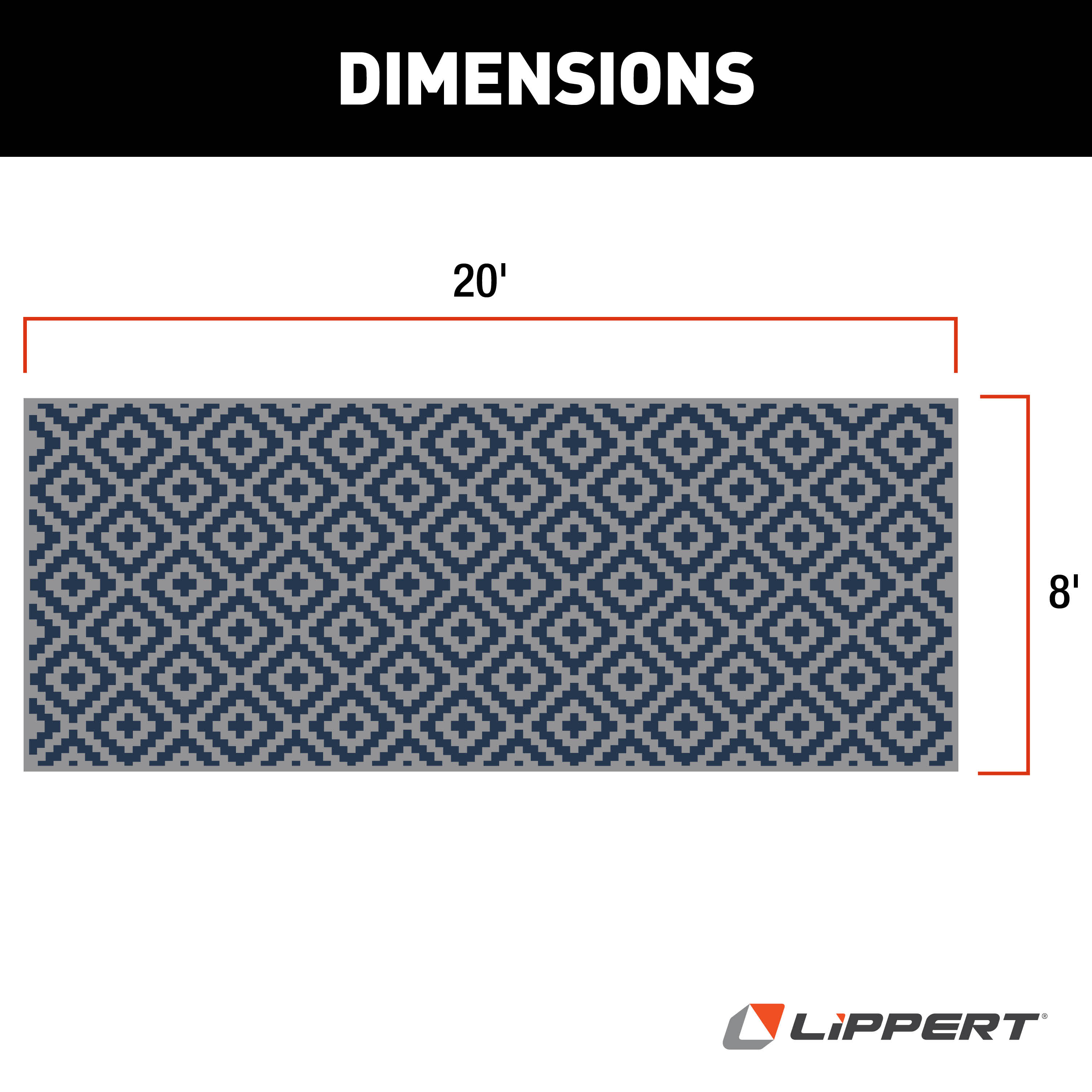 Lippert All-Weather Patio Mat - 8' x 20', Blue/Grey #2024048080 thumbnail 1