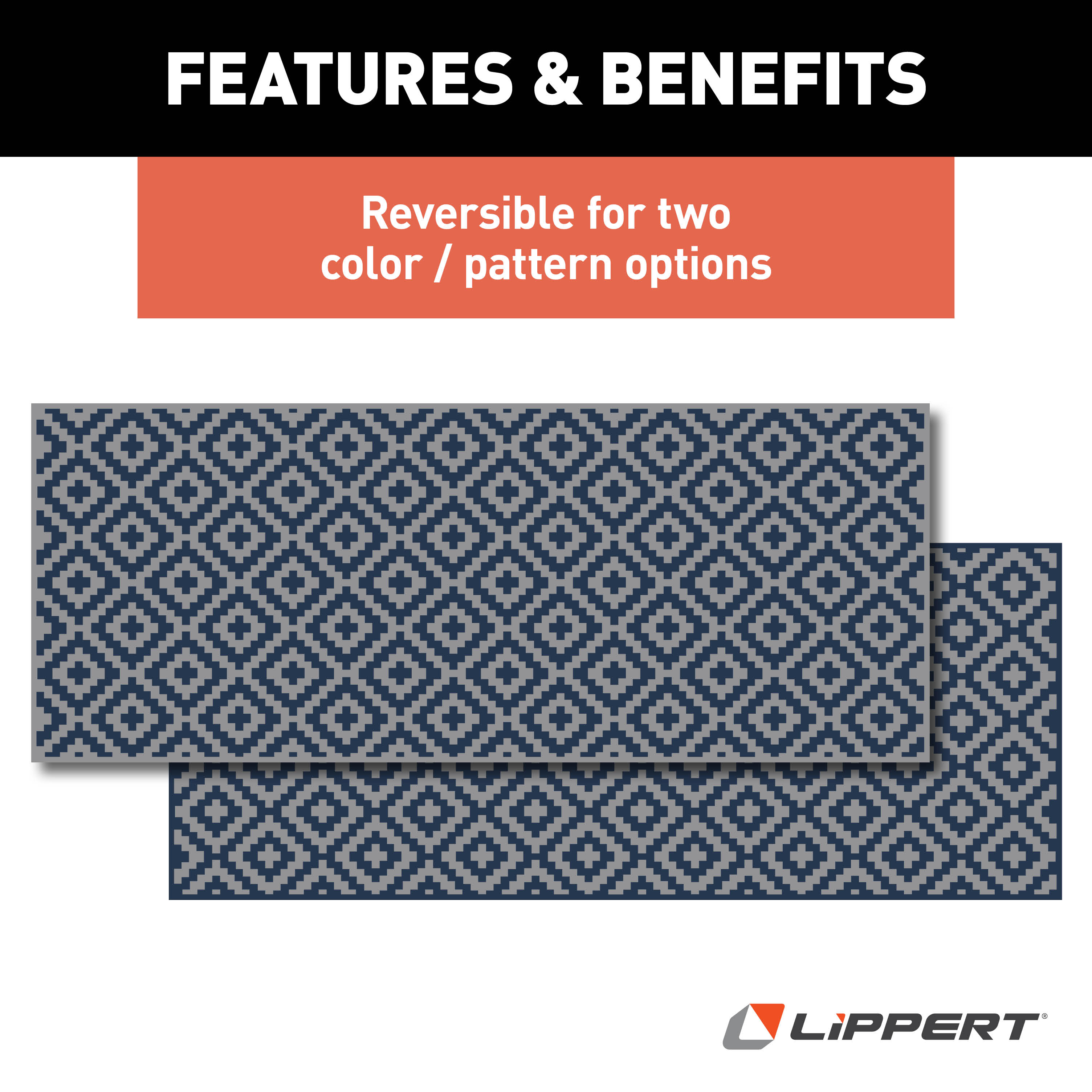 Lippert All-Weather Patio Mat - 8' x 20', Blue/Grey #2024048080 thumbnail 2