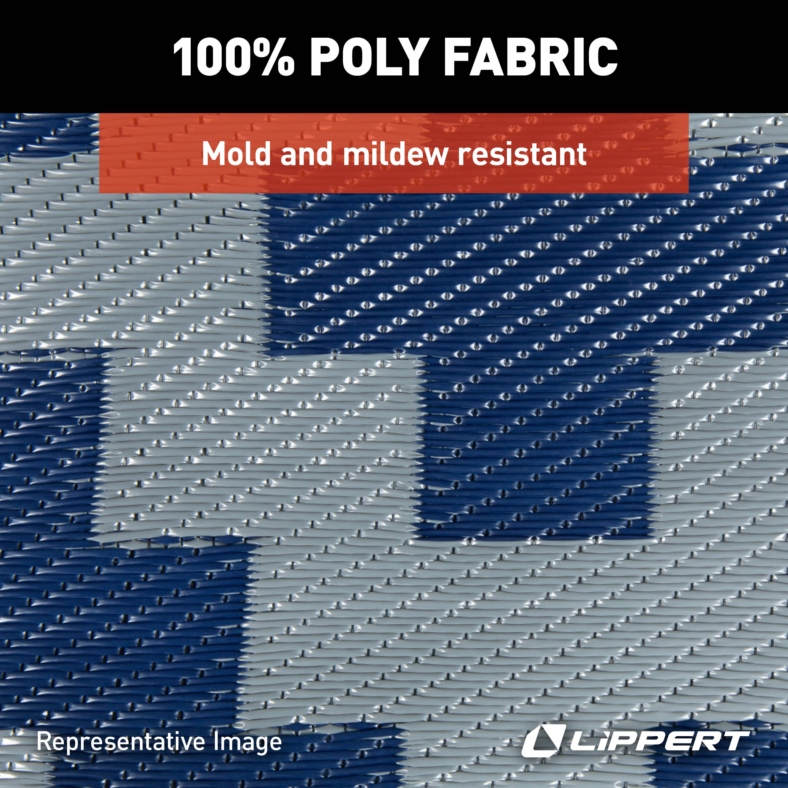 Lippert All-Weather Patio Mat - 8' x 20', Blue/Grey #2024048080 thumbnail 4