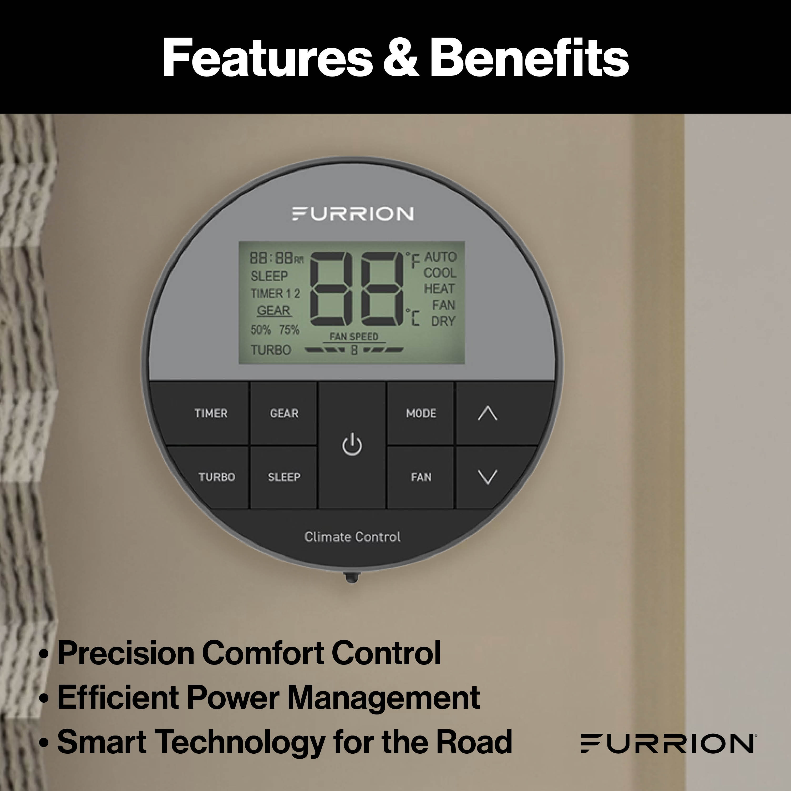 Furrion Chill® Cube Ducted RV Rooftop Air Conditioner Single-Zone Wall Thermostat #FACW13VSDA-BL-AM / FACC13VSD-AM #2024047199 thumbnail 2