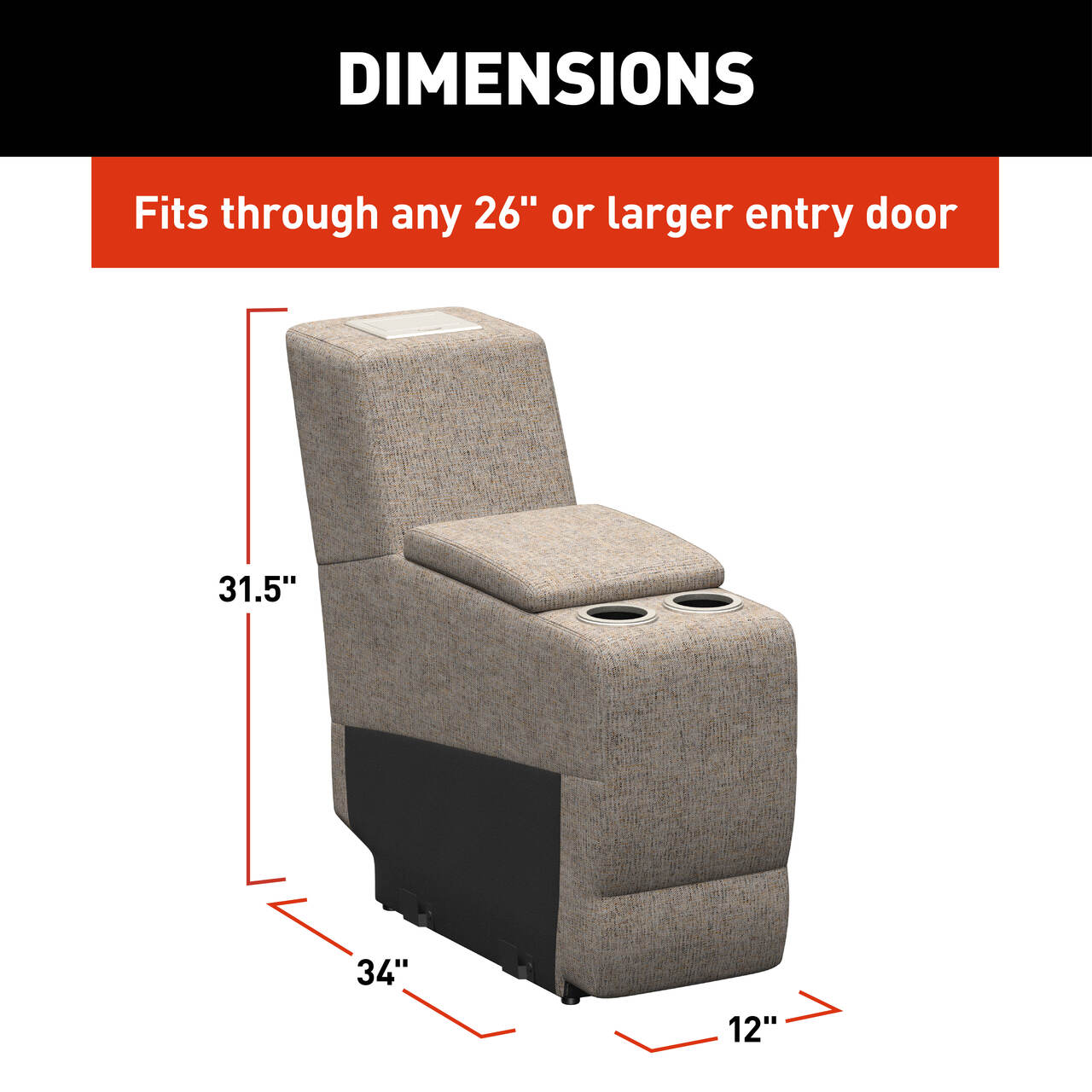 Thomas Payne Signature Thomas Payne® Signature Seismic Series RV Theater Seating Center Console - 12", Dellmead #2024044207 thumbnail 8