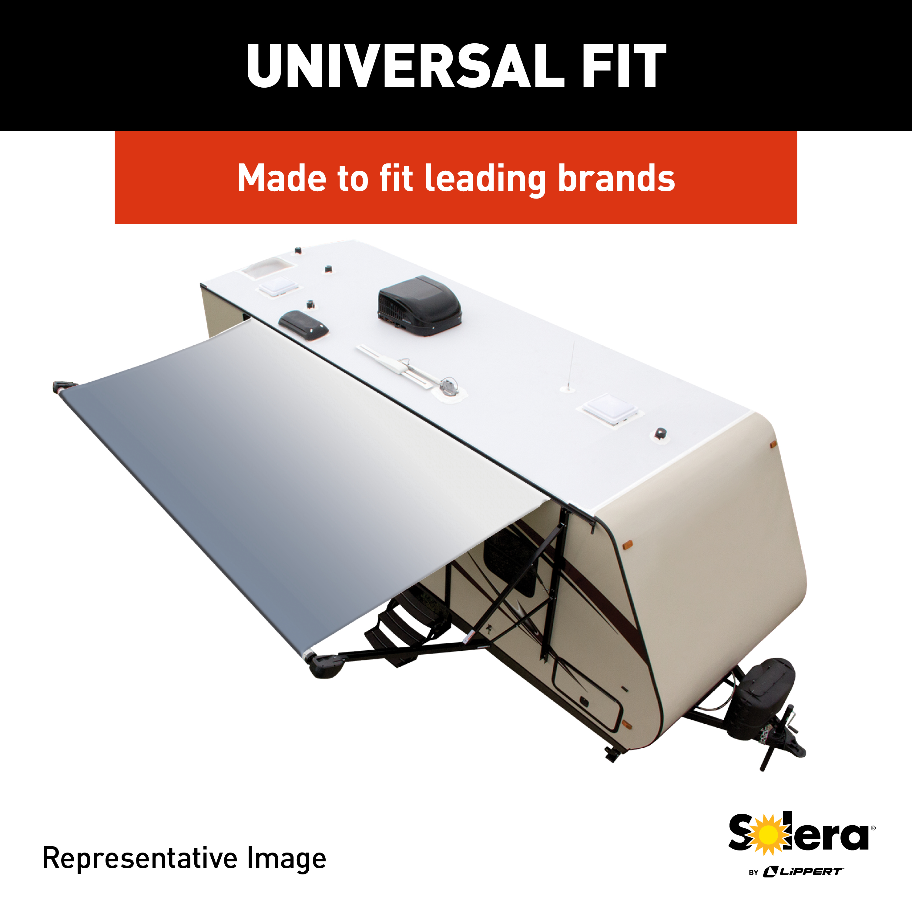 Solera Universal Vinyl Replacement Fabric for 14' RV Awning - Solid Black #V000334377 thumbnail 3