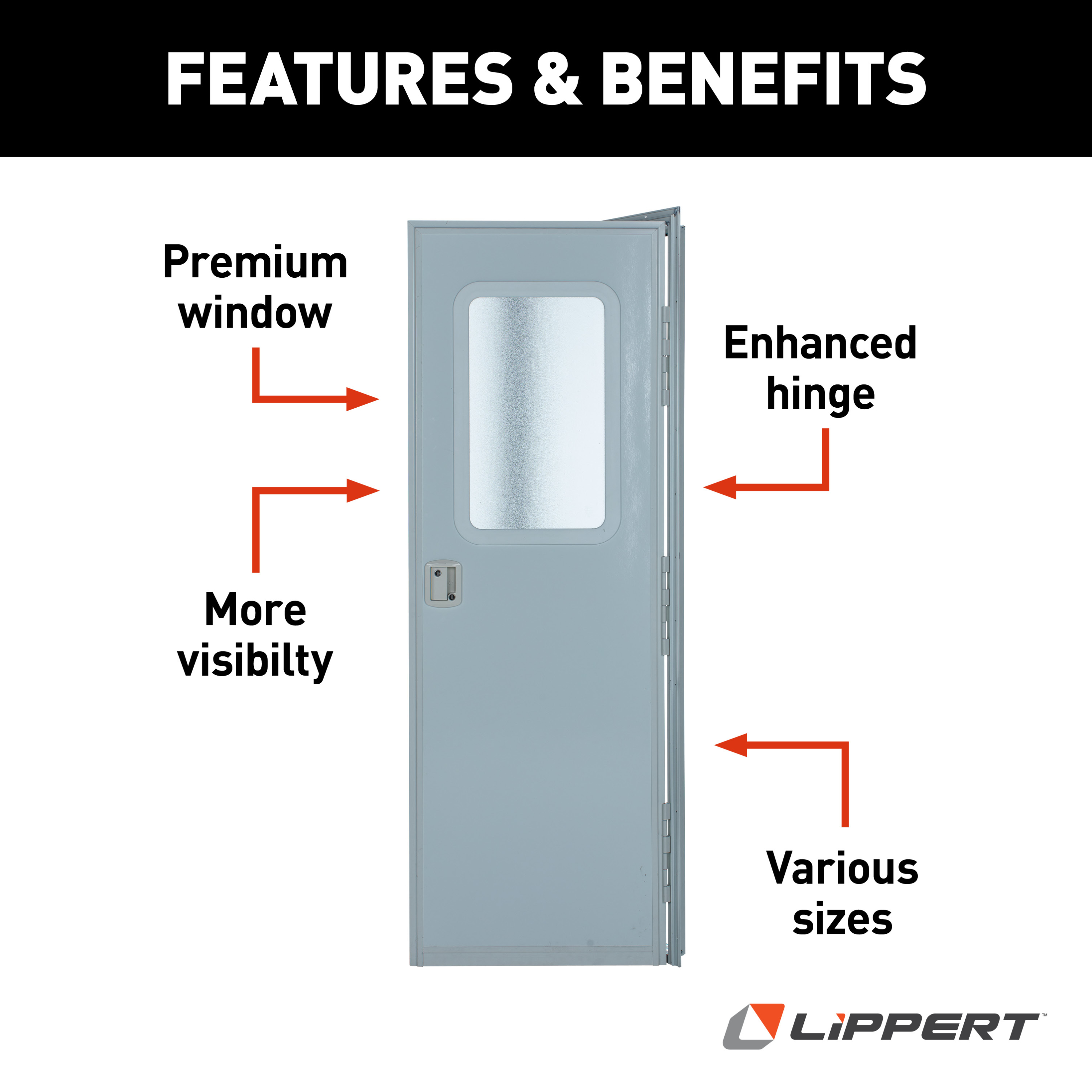 Lippert Right Hinge RV Square Entry Door with Screen Door - 24" x 70" (Polar White) #V000042628 thumbnail 3