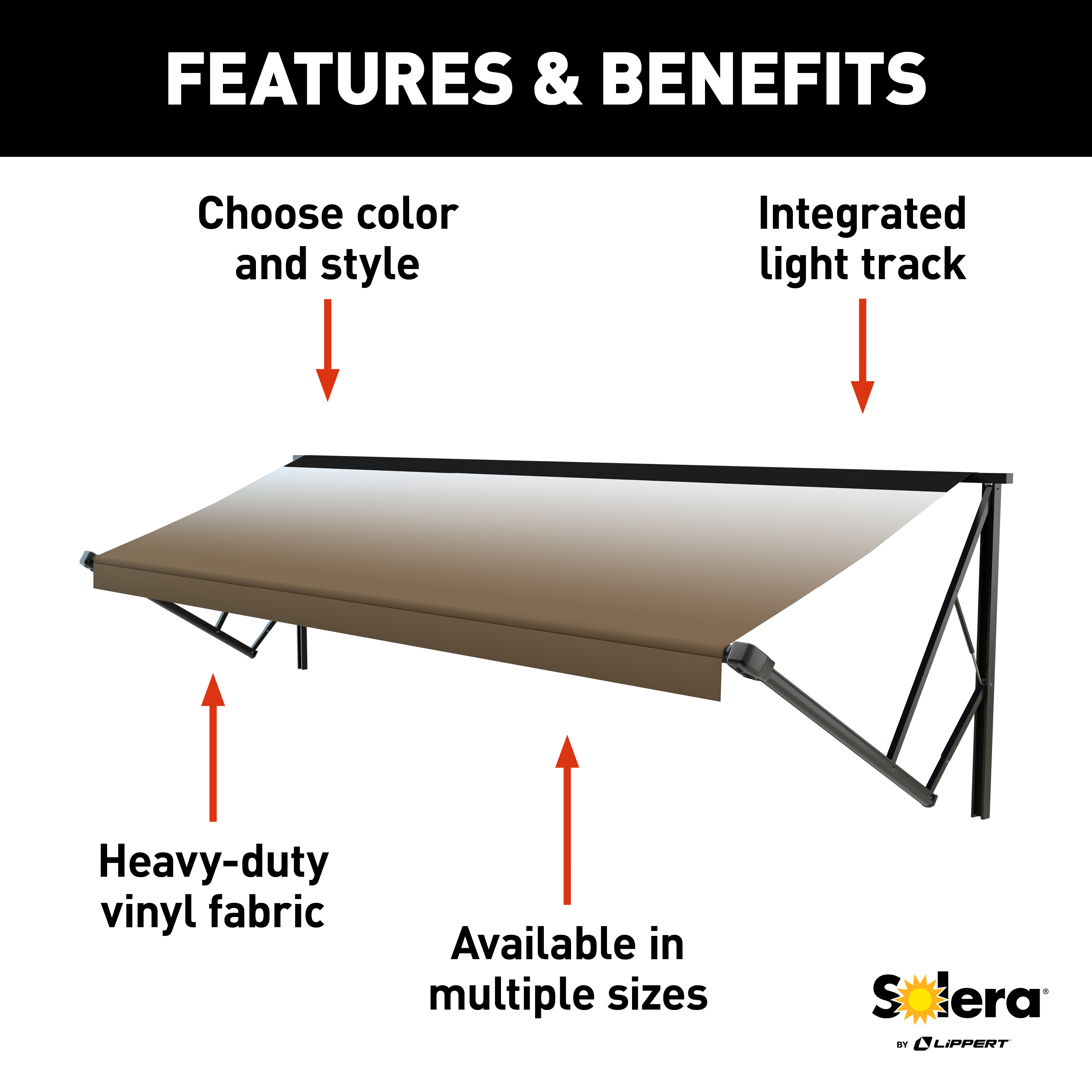 Solera 13' Power & Hybrid Awning Roller Assembly - Sand Fade (Black when Closed) #V000223160 thumbnail 1