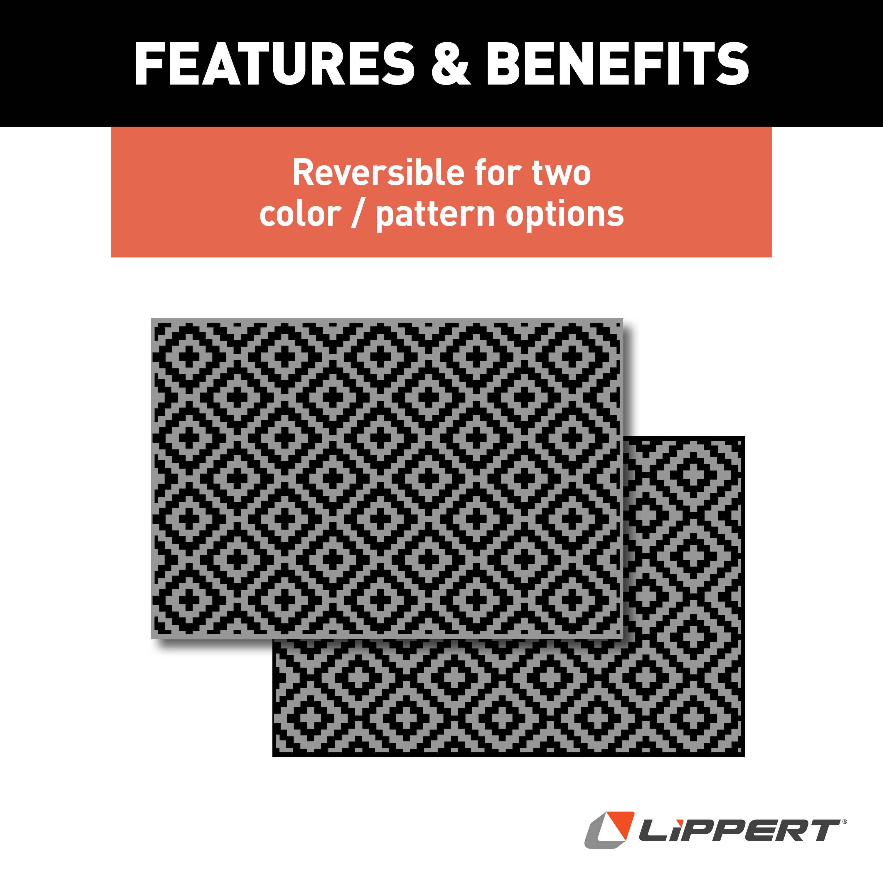 Lippert All-Weather Patio Mat - 8' x 12', Black/Grey #2024048084 thumbnail 2