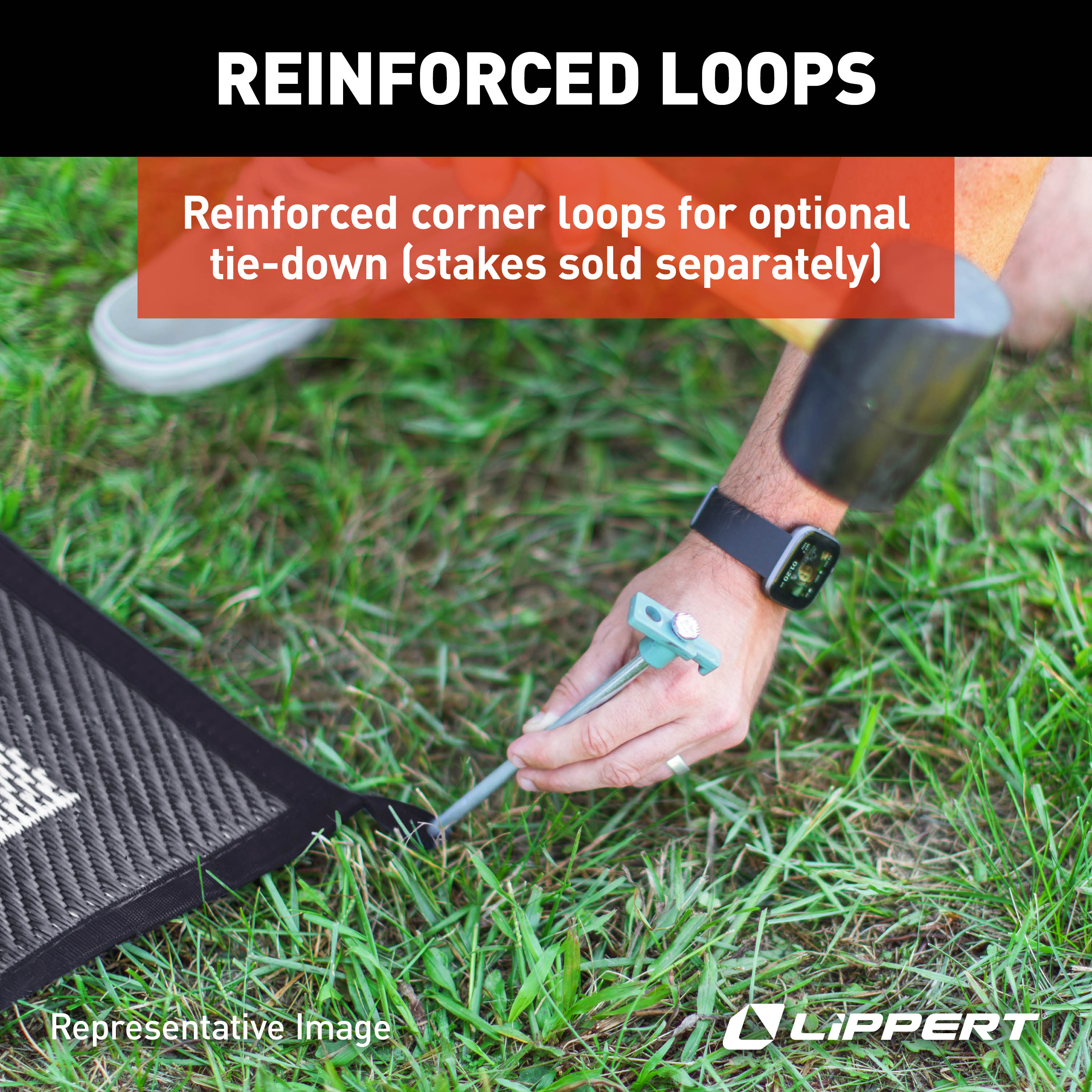 Lippert All-Weather Patio Mat - 8' x 12', Black/Grey #2024048084 thumbnail 3