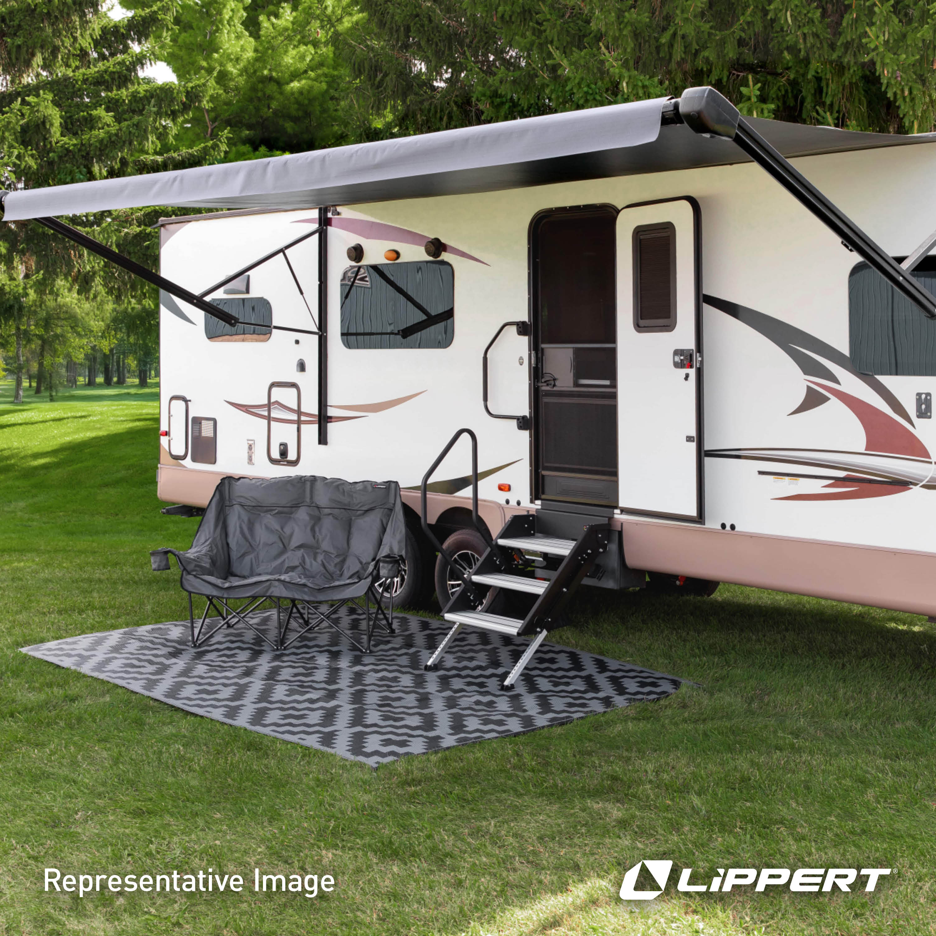 Lippert All-Weather Patio Mat - 8' x 12', Black/Grey #2024048084 thumbnail 6