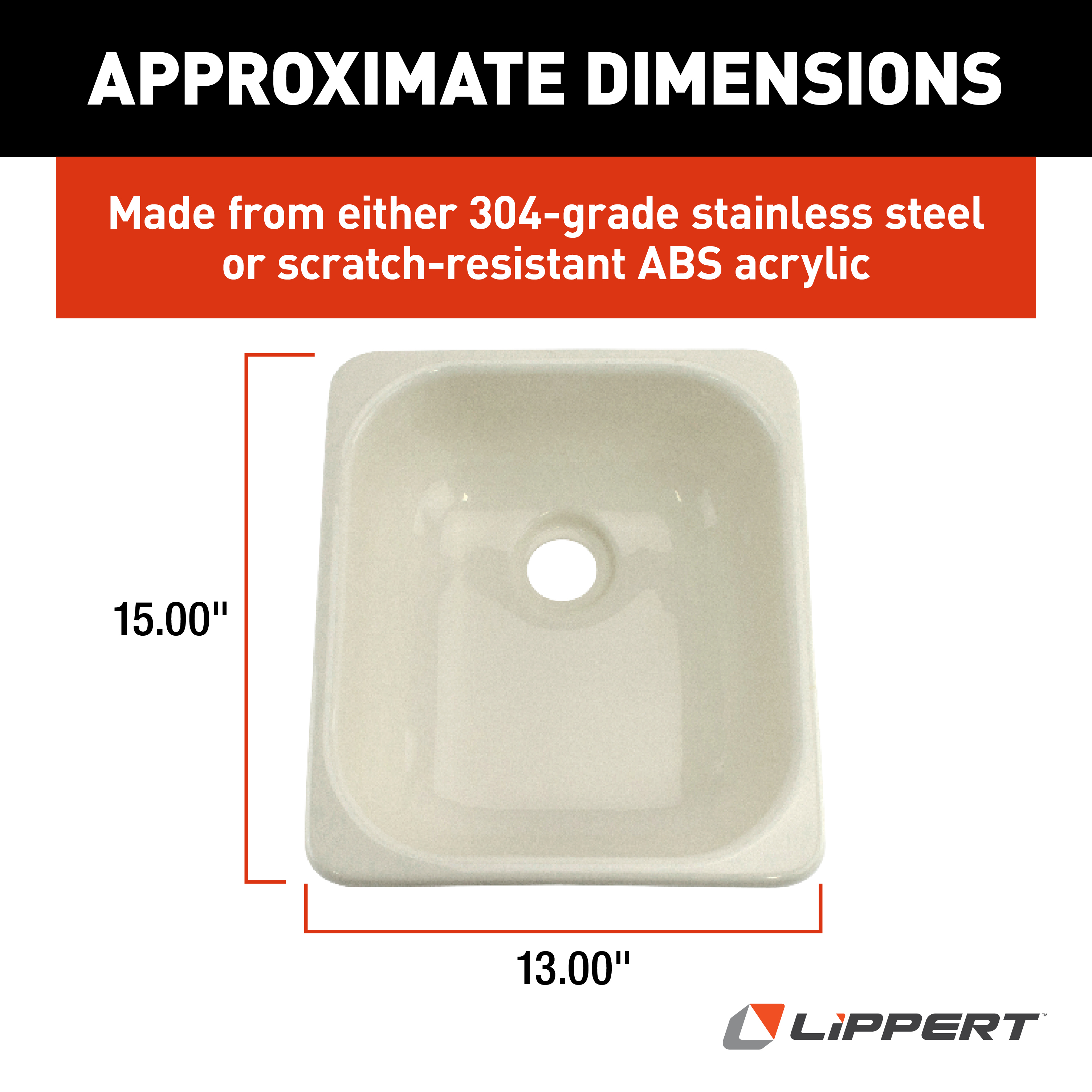Lippert Square Galley/Kitchen Sink; 13" x 15" (White) #209630 thumbnail 1